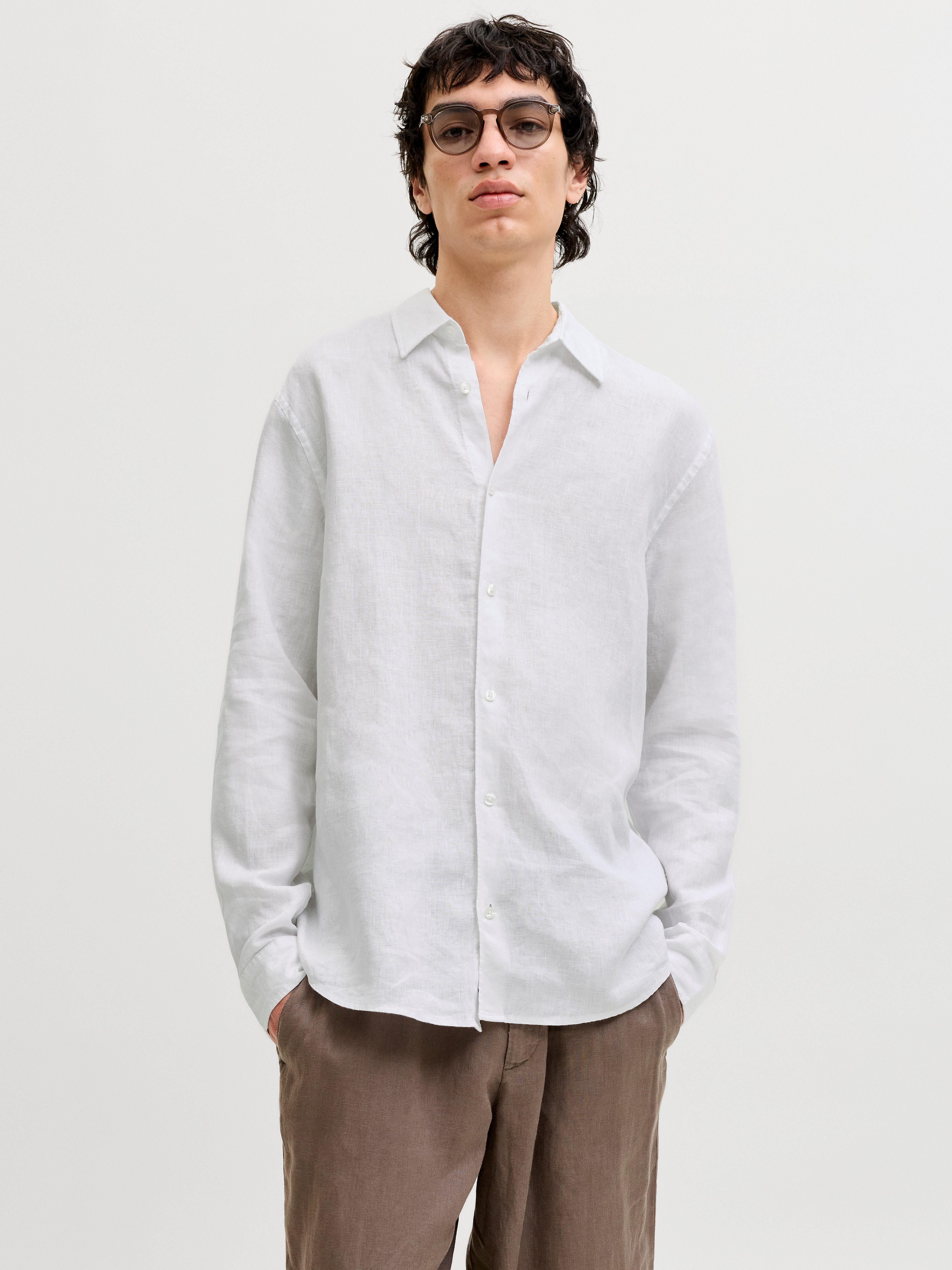 Jack & Jones Langarmhemd JPRBLALAWRENCE LINEN LS SHIRT SN