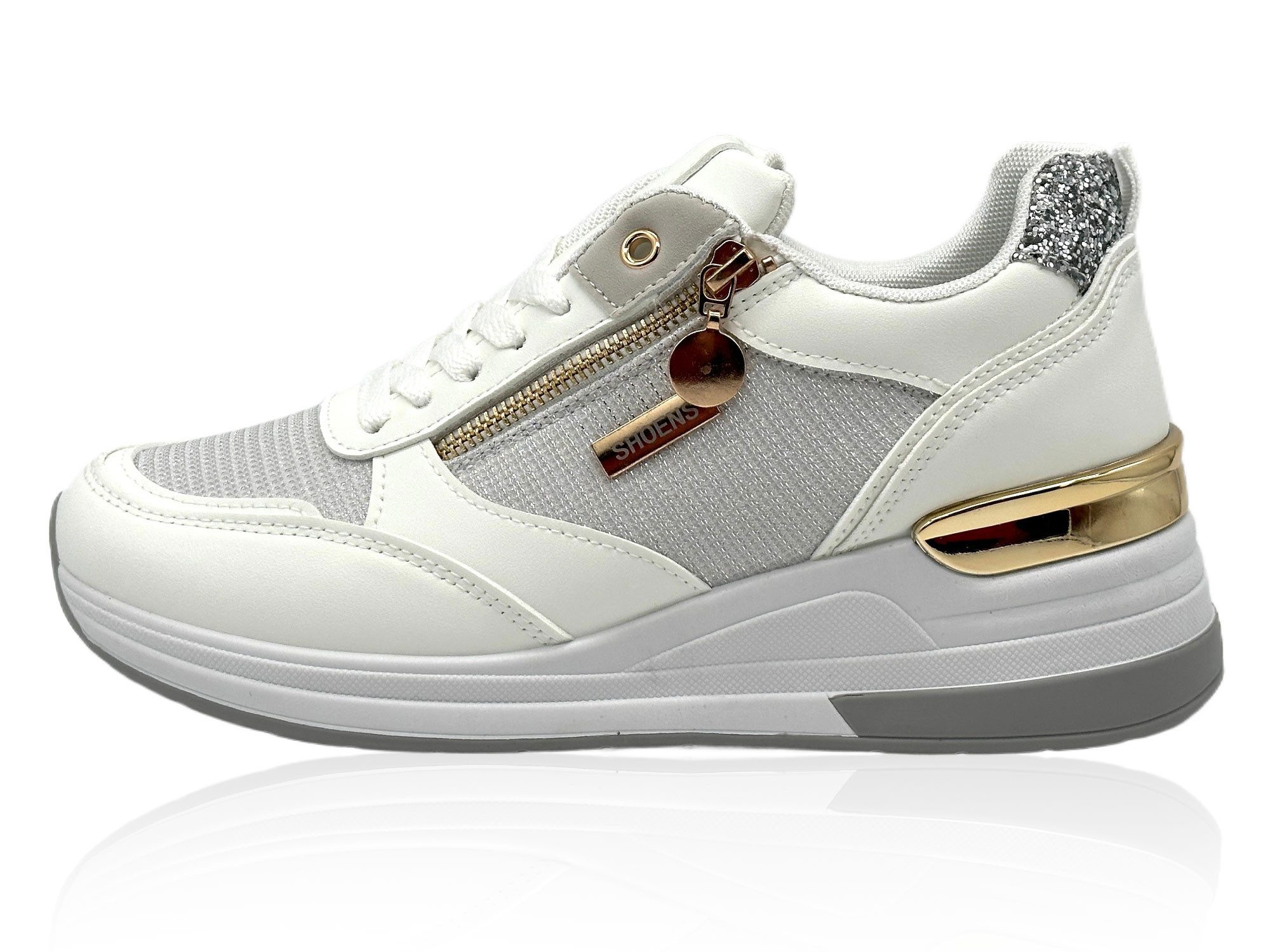 Nowaland Modische Damen Freizeitsneaker mit Zierdetails und Reißverschluss Sneaker Modisches Design, leichte Plateausohle und dekorative Details