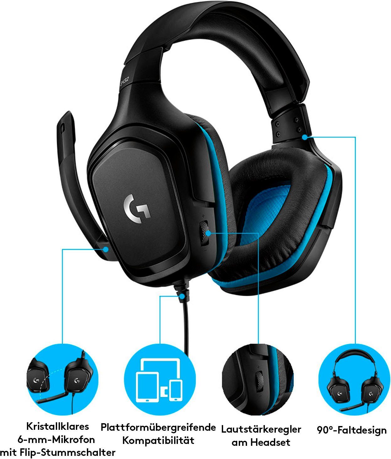 G - EMEA - LEATHERETTE Gaming-Headset Logitech G432