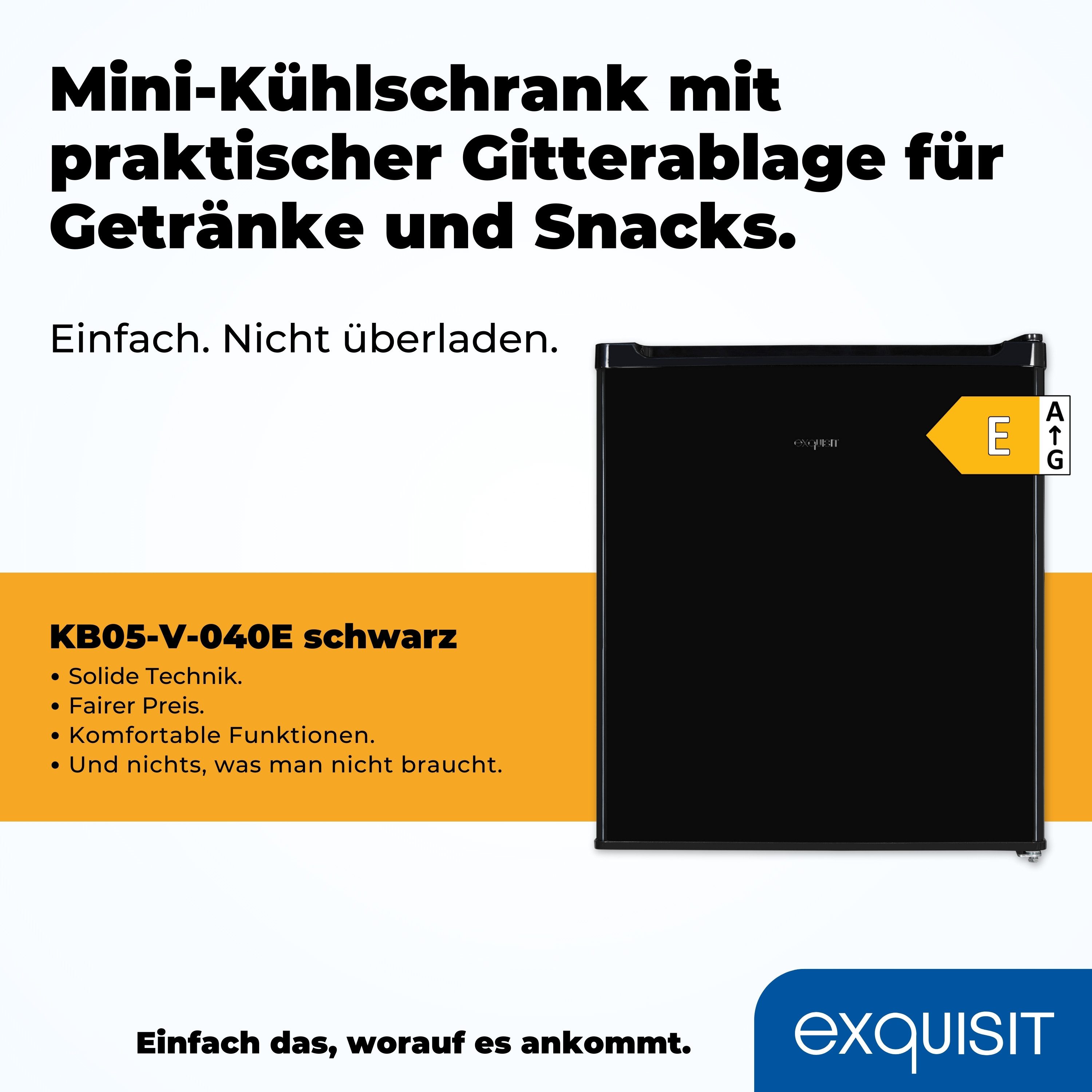exquisit Kühlschrank KB05-V-040E schwarz, 51 cm hoch, 44 cm breit