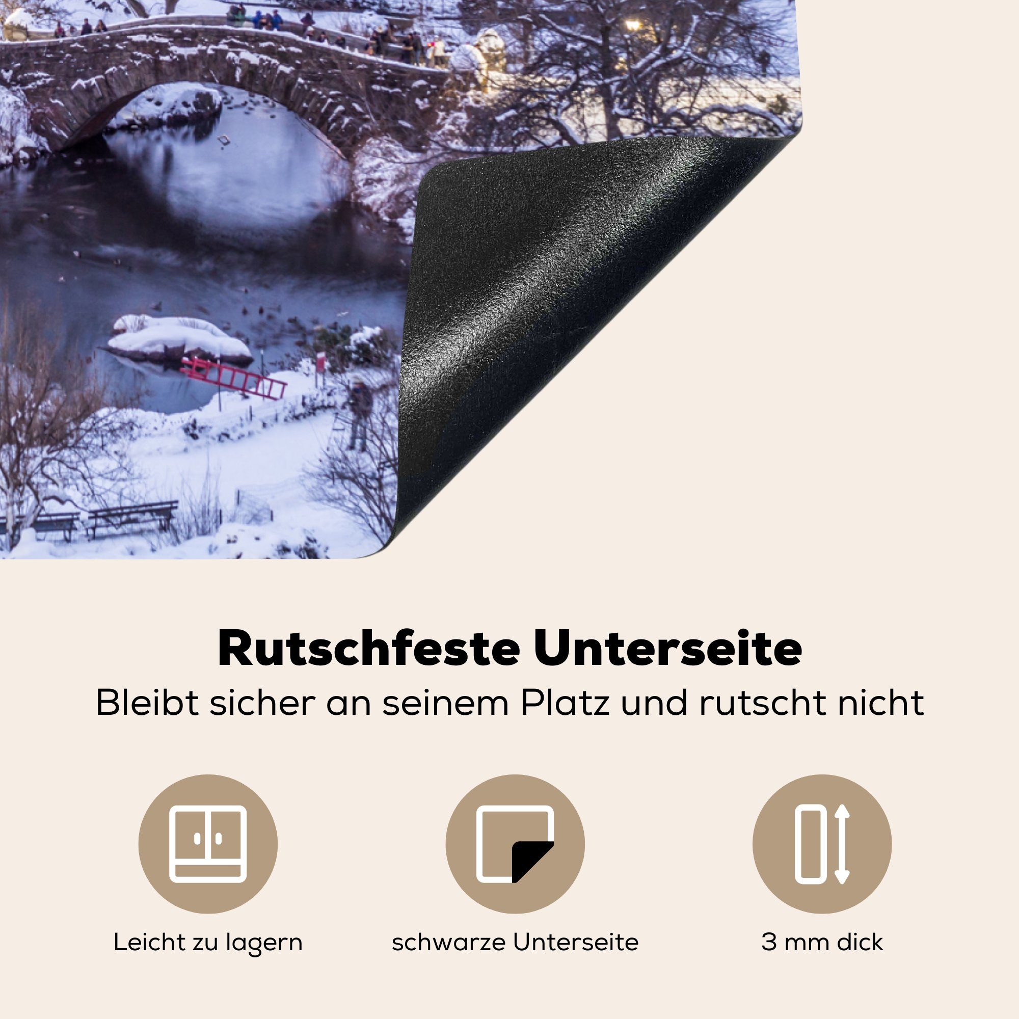 Ceranfeldabdeckung New küche, MuchoWow Induktionskochfeld (1 Herdblende-/Abdeckplatte cm, Central York Schutz Vinyl, 71x52 - tlg), für Winter, - Park die