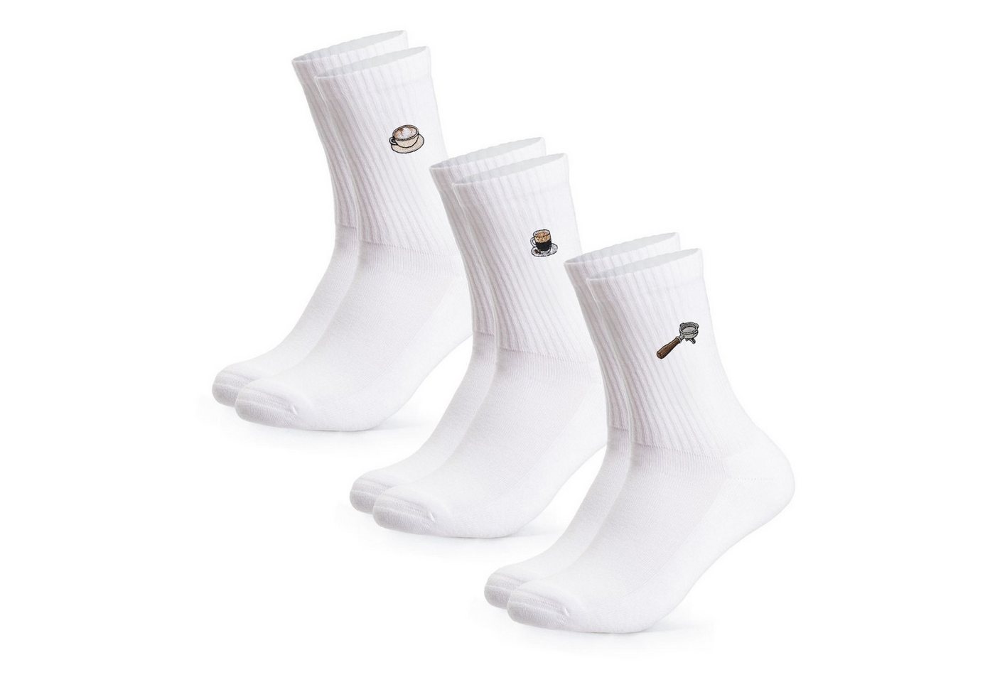 OCCULTO Basicsocken Damen & Herren Motiv Tennissocken 3er Pack (Modell: Robin) (3-Paar)