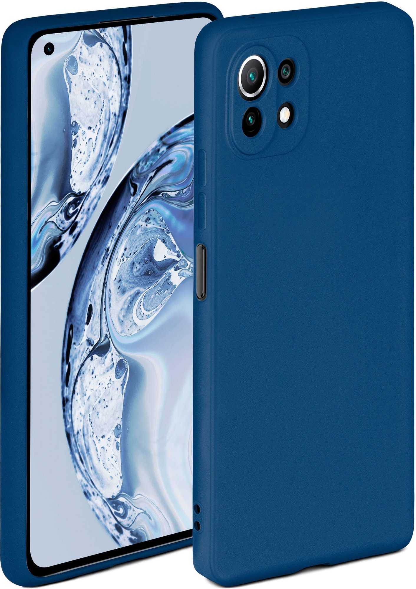 ONEFLOW Handyhülle Soft Case, Hülle aus Silikon, Schutzhülle Bumper, Backcover abdeckung, Silicon Handytasche, Silikonhülle, Schutz Cover, weiche Handyhülle - matt Blau
