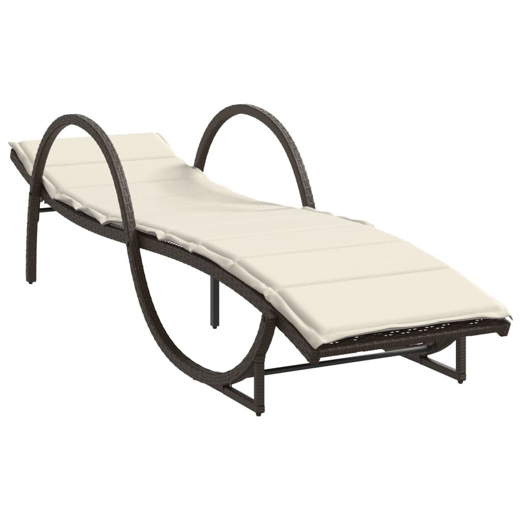 vidaXL Gartenliege NA Sonnenliege mit Auflage Braun 60x199x42 cm Polyrattan