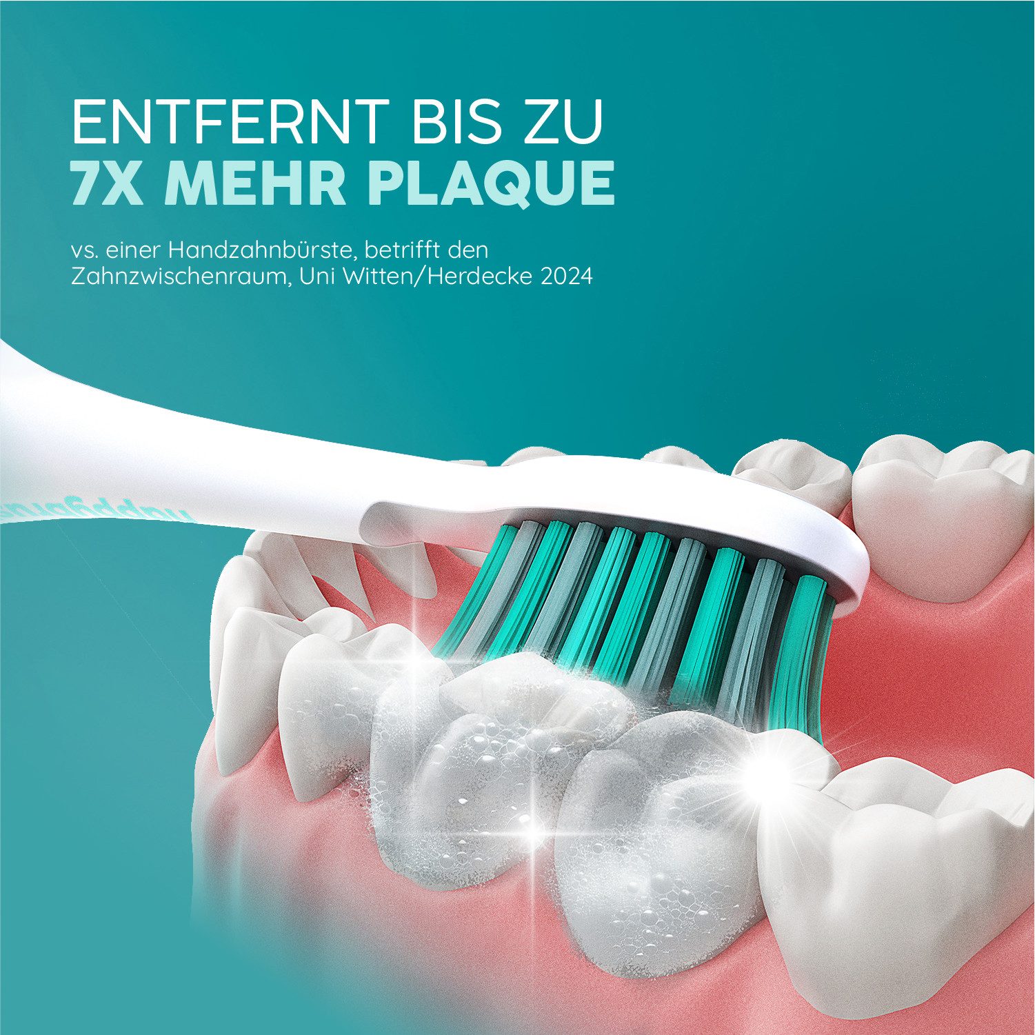 happybrush Schallzahnbürste Eco VIBE 3 Partnerset Black-Mint/AllWhite - 8 Wochen Power Akku, Aufsteckbürsten: 6 St., Eco Vibe 3