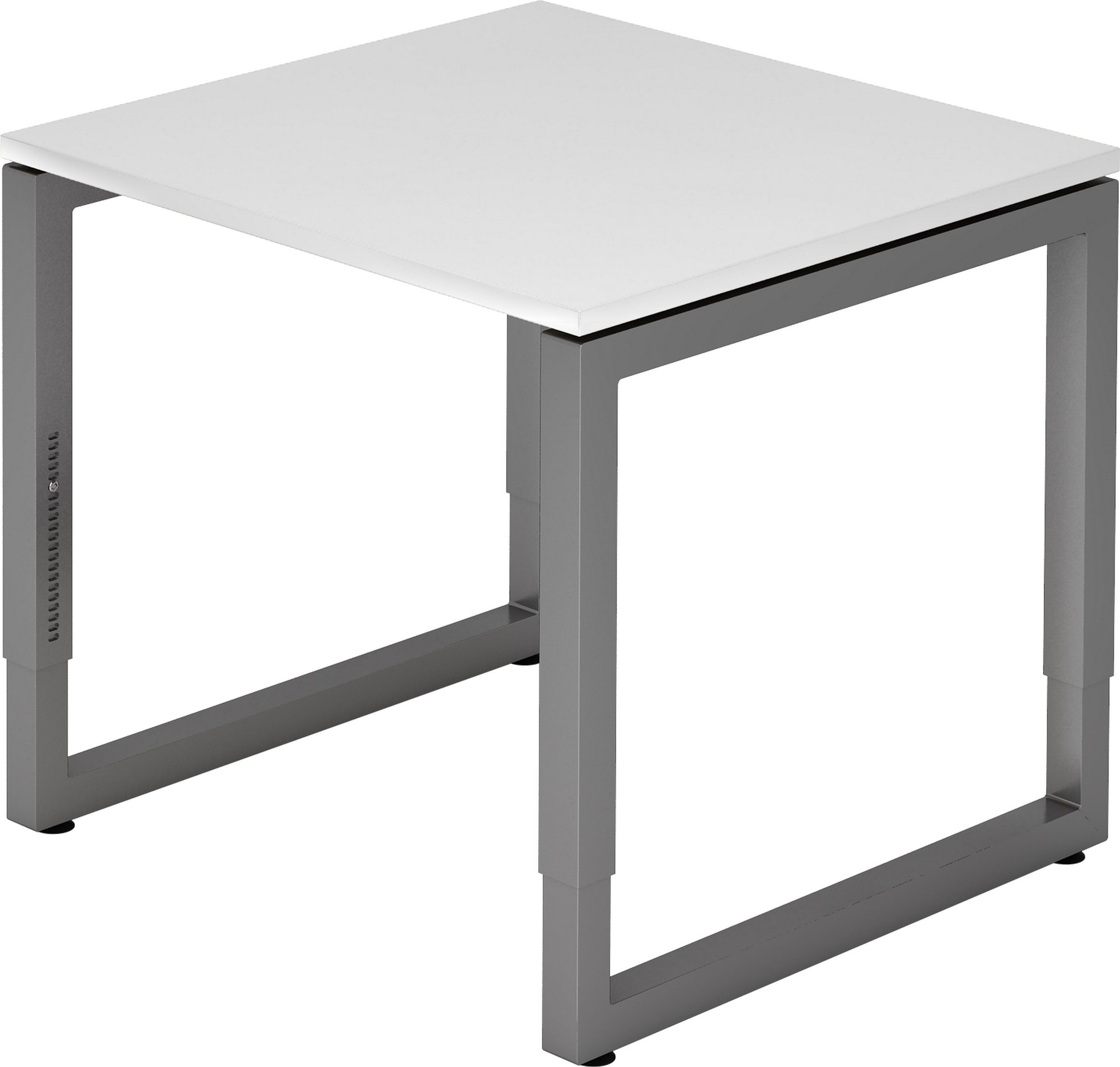 bümö Schreibtisch Schreibtisch Serie-R, Quadrat: 80 x 80 cm - Dekor: Weiß - Gestell: Graphit | Schreibtische