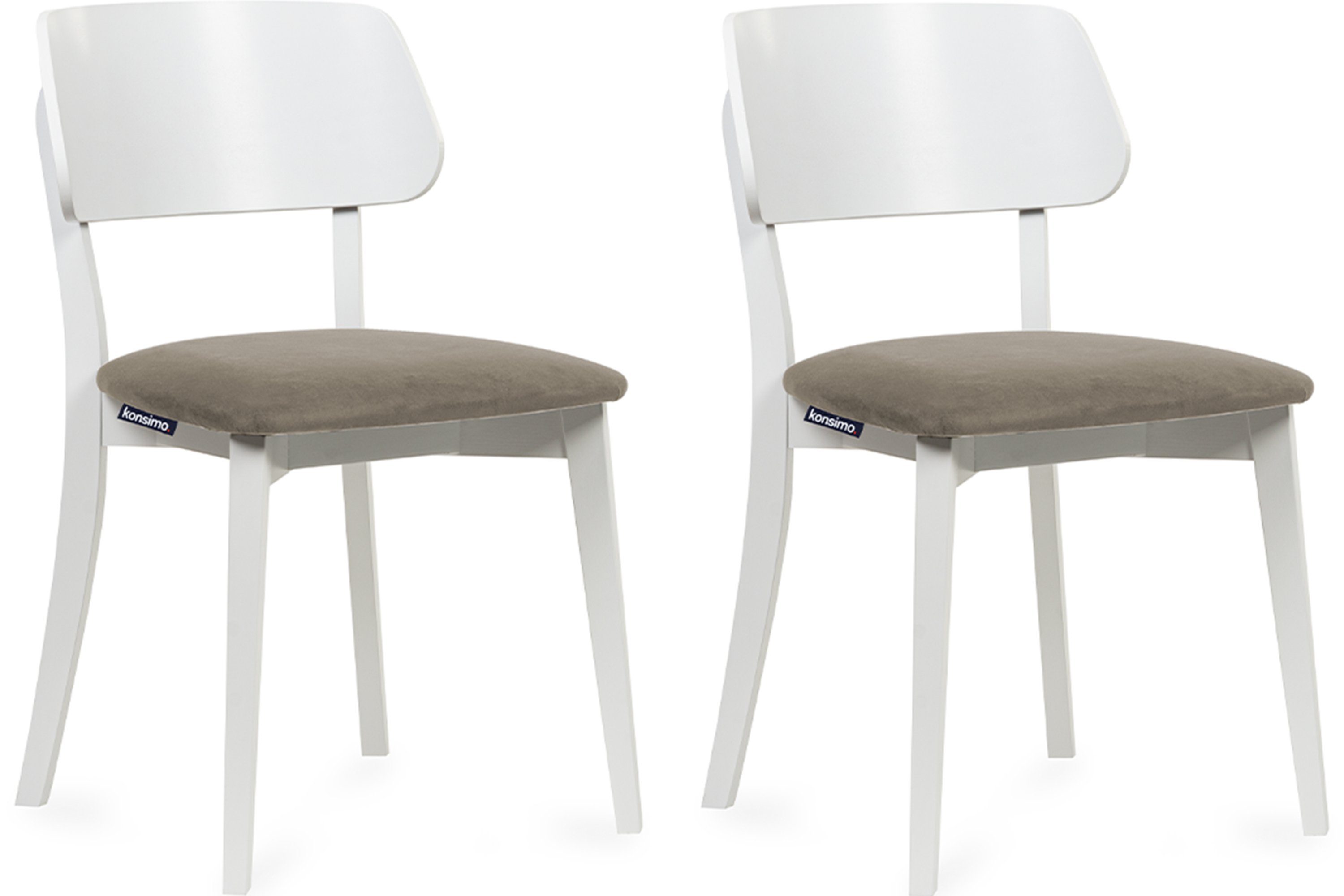 KONSIMO® Holzstuhl VINIS Esszimmer Stühl Küchenstühl Wohnzimmerstühl Polsterstühl weiß (Esszimmerstühl, 2 St), Gestell aus Massivholz, Velour-Sitz