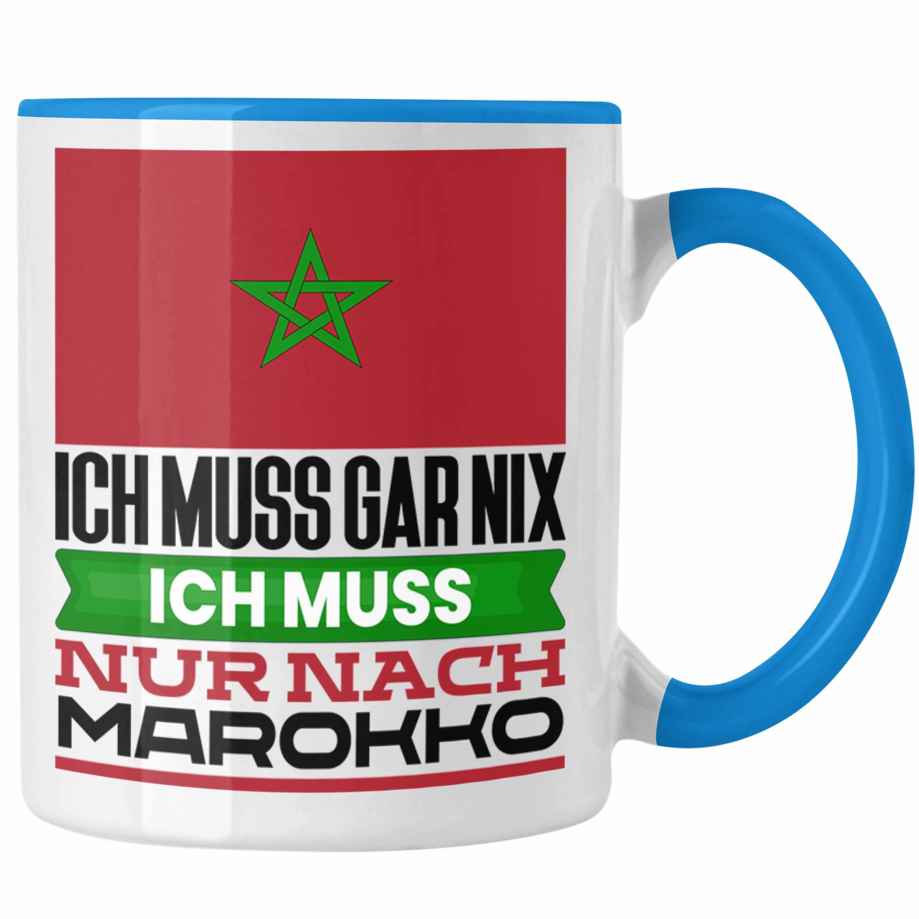 Tasse I für Trendation Urlaub Geburtstag Marokko Blau Geschenk Geschenkidee Tasse Marokkaner
