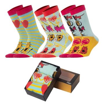 BIGGDESIGN Socken Biggdesign Cats Damen Socken Set, Baumwolle, Größe 36-40, 3er Pack (1-Paar)