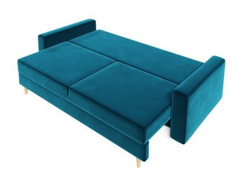 Fun Möbel Schlafsofa Sofa Designersofa BELLA 3-Sitzer mit Schlaffunktion, Rundumbezug, 60er Style