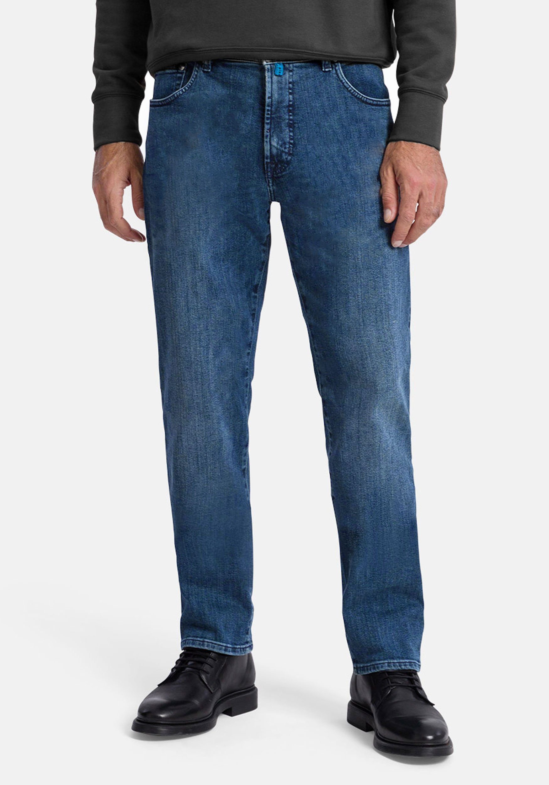 Pierre Cardin 5-Pocket-Jeans Dijon Comfort Fit Green Rivet Stretch Denim Blue Authentic Used