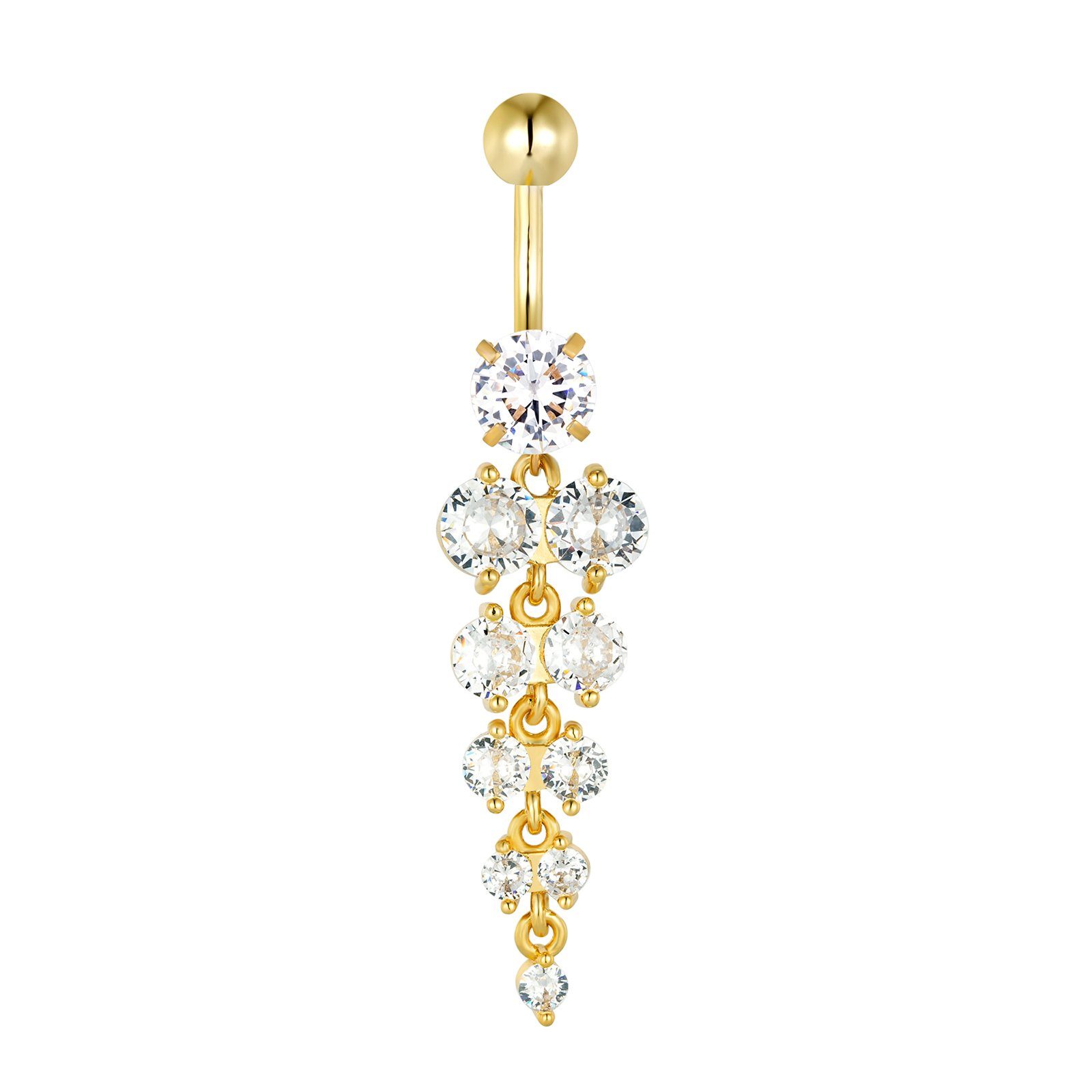 Karisma Schmuck Bauchnabelpiercing Edelstahl Bananabell Anhänger Vergoldet Weiss Zirkonia HB440, Frauschmuck