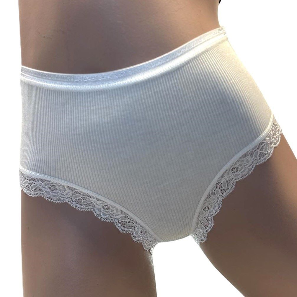 Toker Collection® Hipster Damen Slip mit edler Spitze am Beinabschluss (Packung, 3er Pack) feine Spitze, gerippte Optik