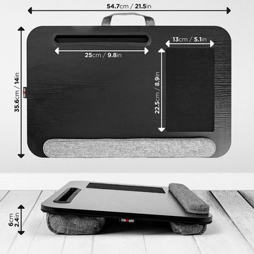 Duronic Laptop-Ständer, (DML433 Laptopständer mit Handgelenkpolster, Ergonomischer Laptop Tisch mit Kissen, Laptop Halterung mit Schaumstoffkissenstütze, Große Plattform mit integriertem Griff)