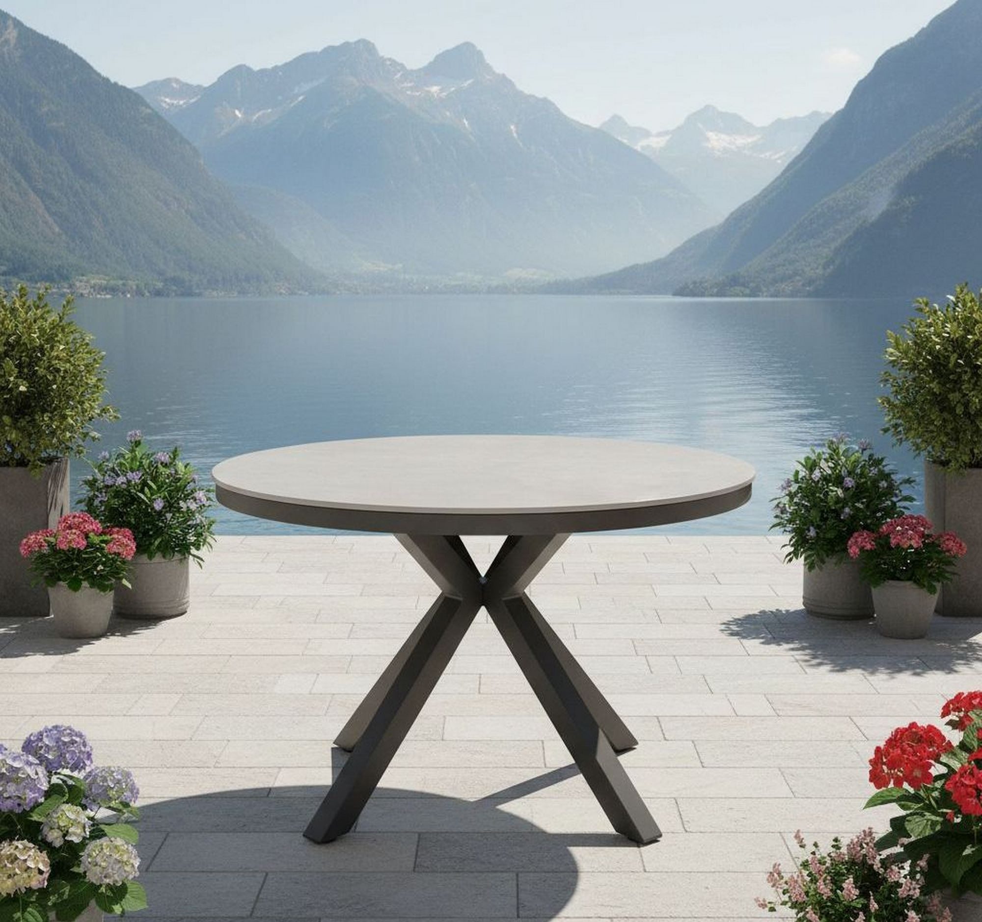 Lesli Living Gartentisch Lesli Living Diningtisch Davos Negro ø118 cm