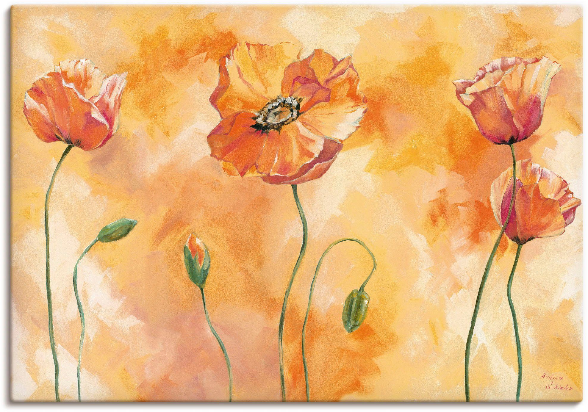 Artland Leinwandbild Mohnkomposition, Blumen (1 St), auf Holzrahmen gespannt