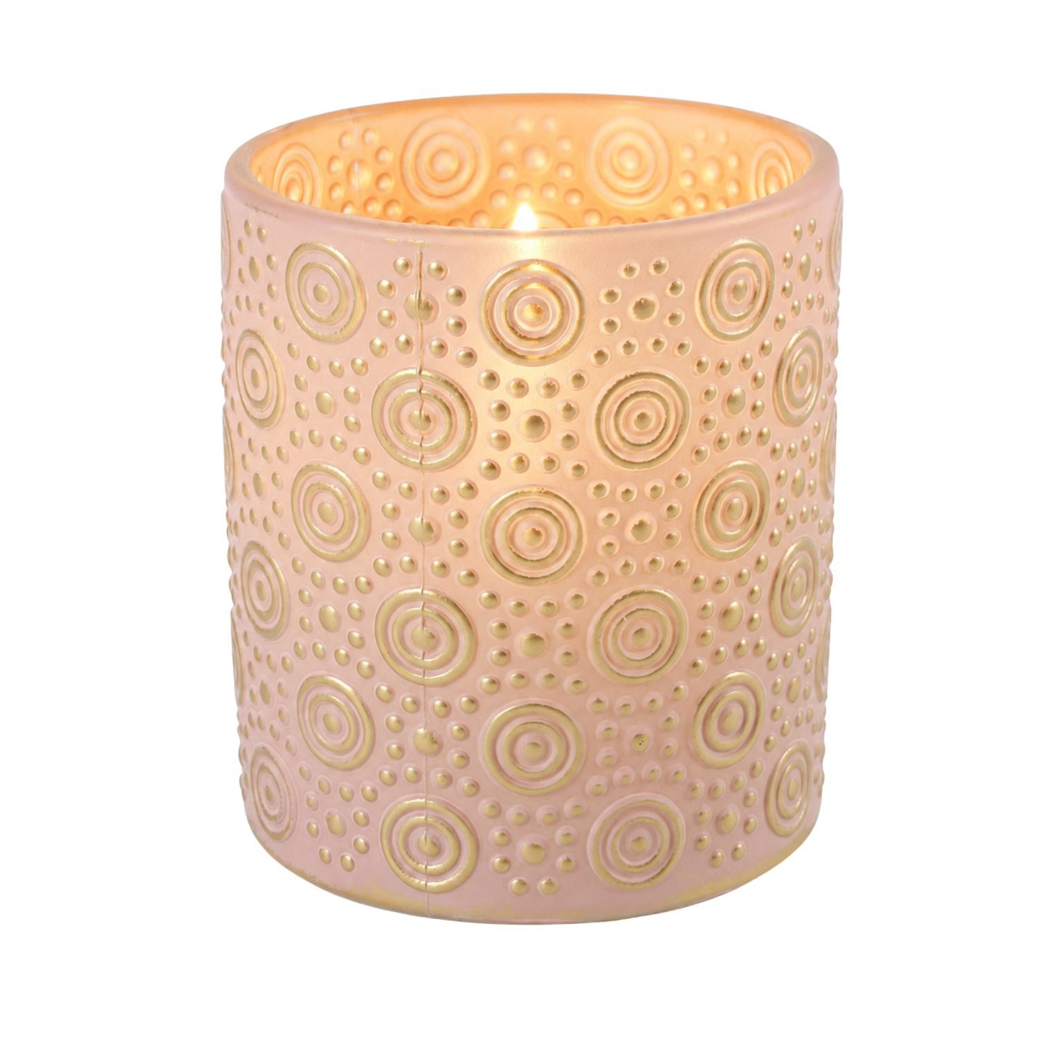 Marrakesch Orient & Mediterran Interior Windlicht Windlicht Hailey Rosa 10 cm Glas Teelichthalter Kerzendeko rund edel (1 St), Handarbeit