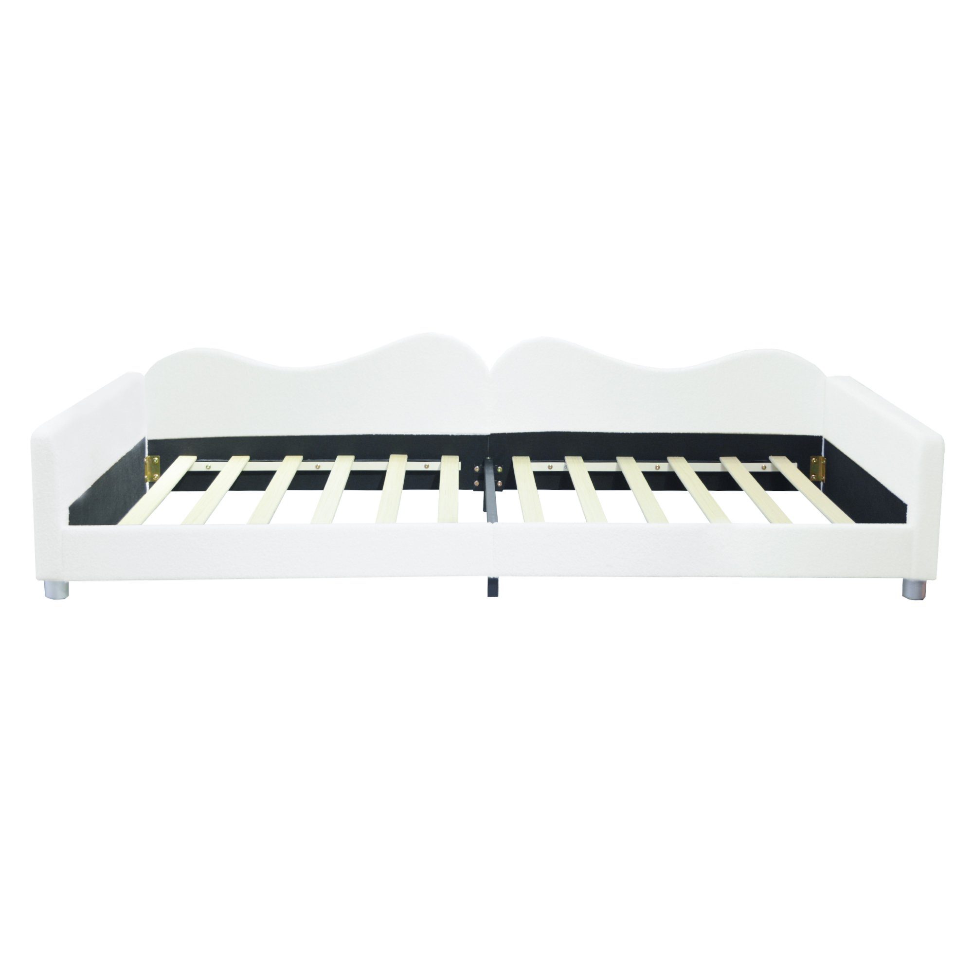 Polsterbett, Kinderbett Schlafsofa mit Lattenrost 90x200cm, Teddystoff