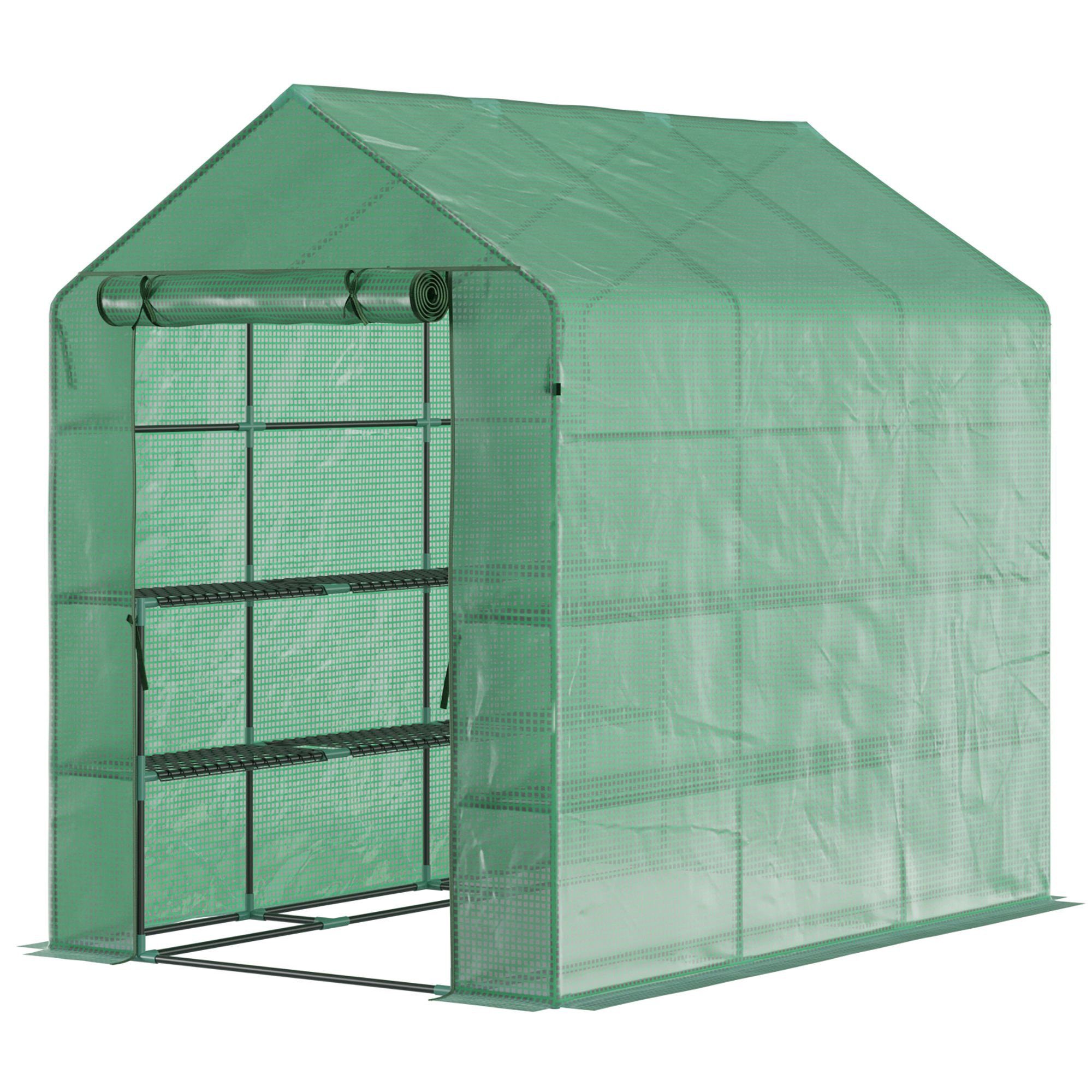 Outsunny Foliengewächshaus mit 2 Regalebenen, Tür, BxTxH: 214 x 143 x 195 c günstig online kaufen