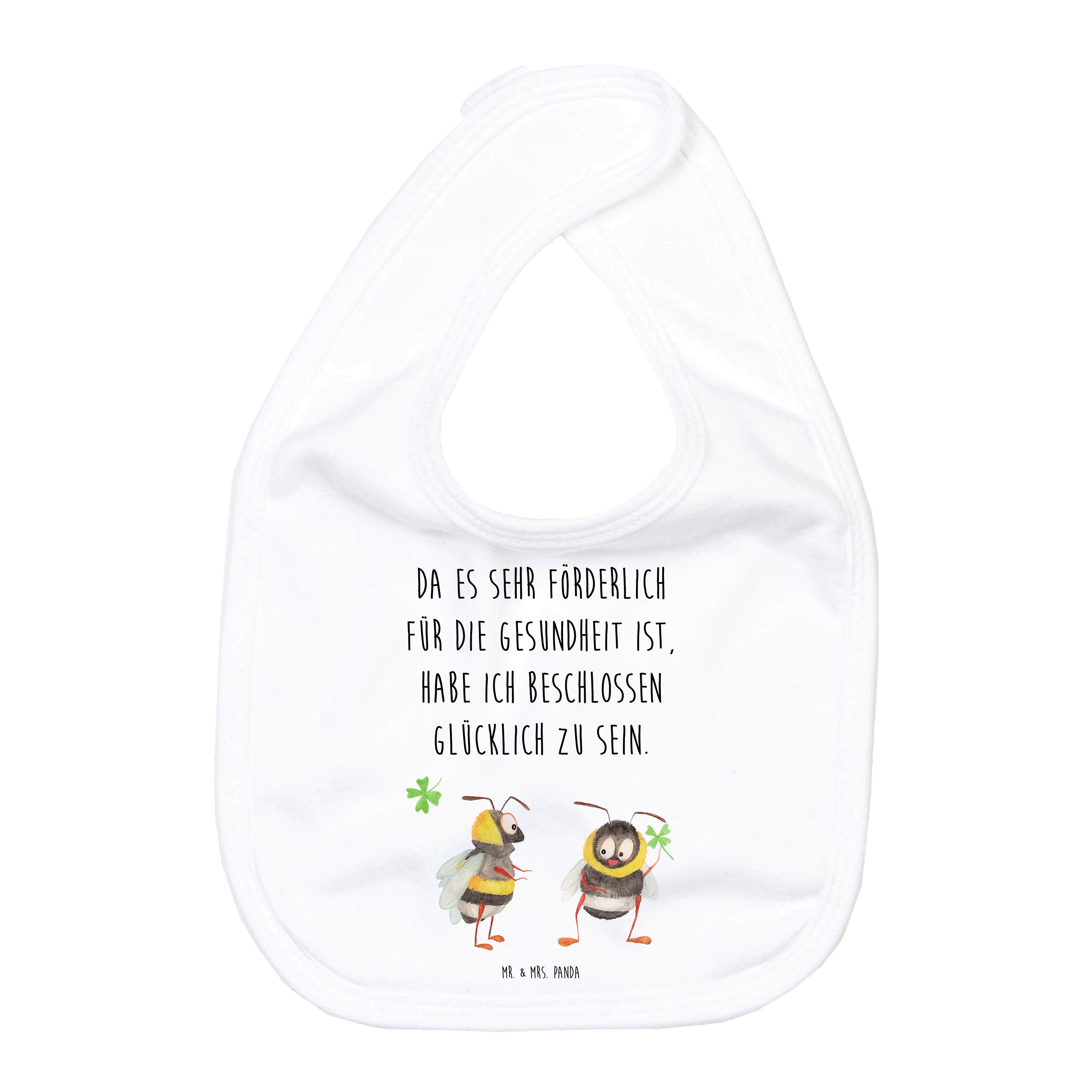 Mr. & Mrs. Panda Tragetuch Hummeln Kleeblatt, Lätzchen, Weiß, Hummel, Spruch Fröhlich, Lätzchen (Packung), Spruch Fröhlich Hummel Esslätzchen