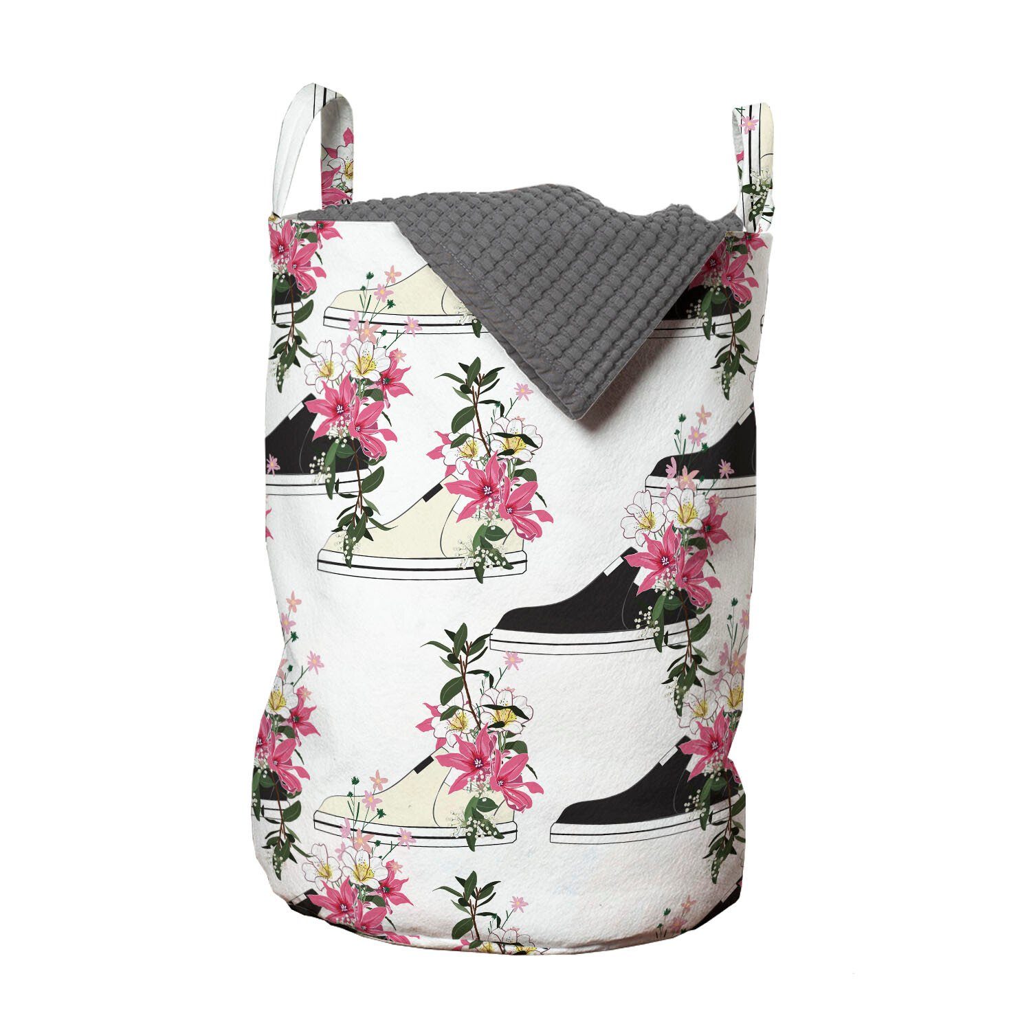 Abakuhaus Wäschesäckchen Wäschekorb mit Griffen Kordelzugverschluss für Waschsalons, Blumen Sneakers wie Töpfe Blumen