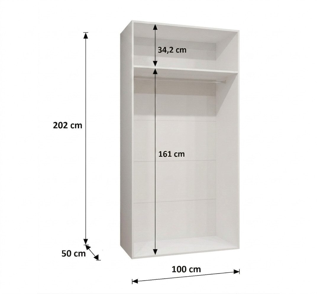 ABIKS MÖBEL Drehtürenschrank MARBELLA 3 Schlafzimmerschrank mit Kleiderstange und Regalen – Bild 2 von 5