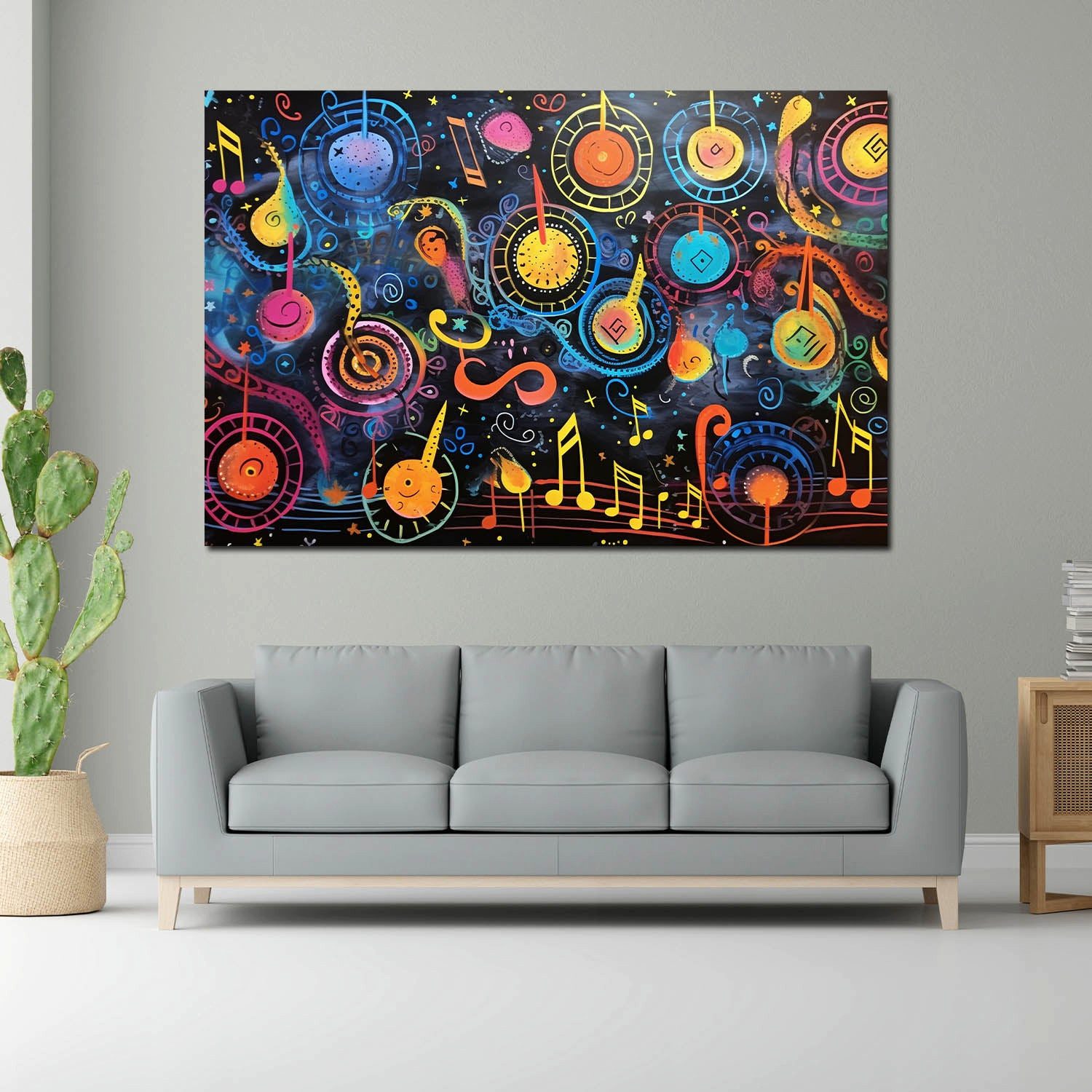 Artedinoi Leinwandbild Musik Musiknoten Wandbild Leinwandbild abstrakt Kunstdruck XL Wanddeko