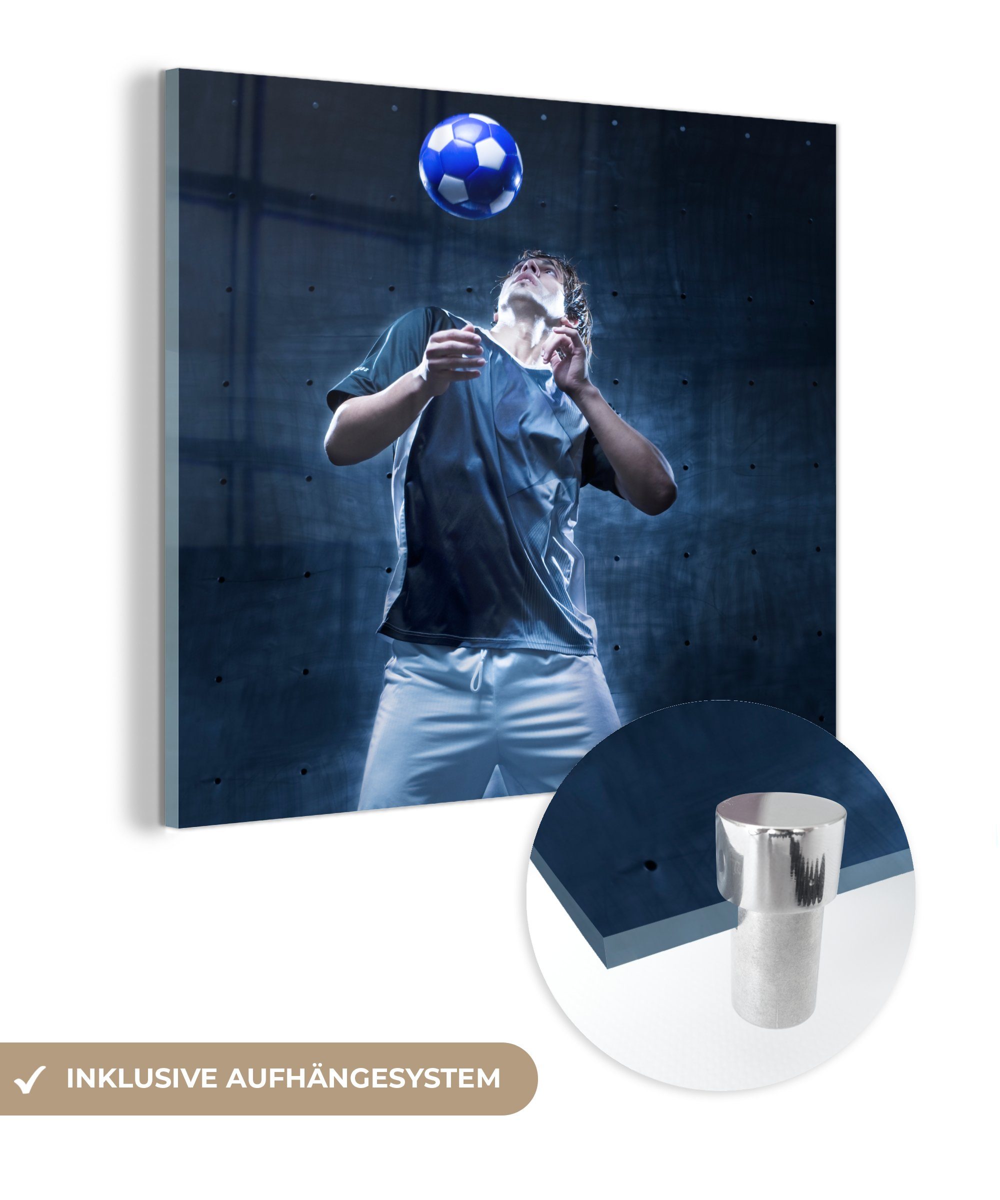 MuchoWow Acrylglasbild Hochbegabter Fußballer, (1 St), Glasbilder - Bilder auf Glas Wandbild - Foto auf Glas - Wanddekoration