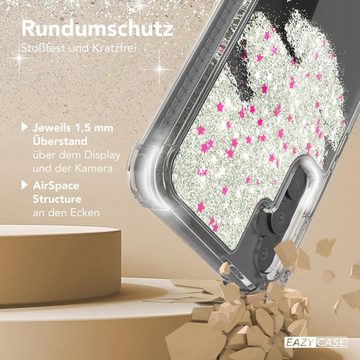 EAZY CASE Handyhülle Liquid Glittery Case für Samsung Galaxy A34 (5G) 6,6 Zoll, Kratzfeste Silikonhülle stoßfestes Back Cover Phone Case Etui Silber