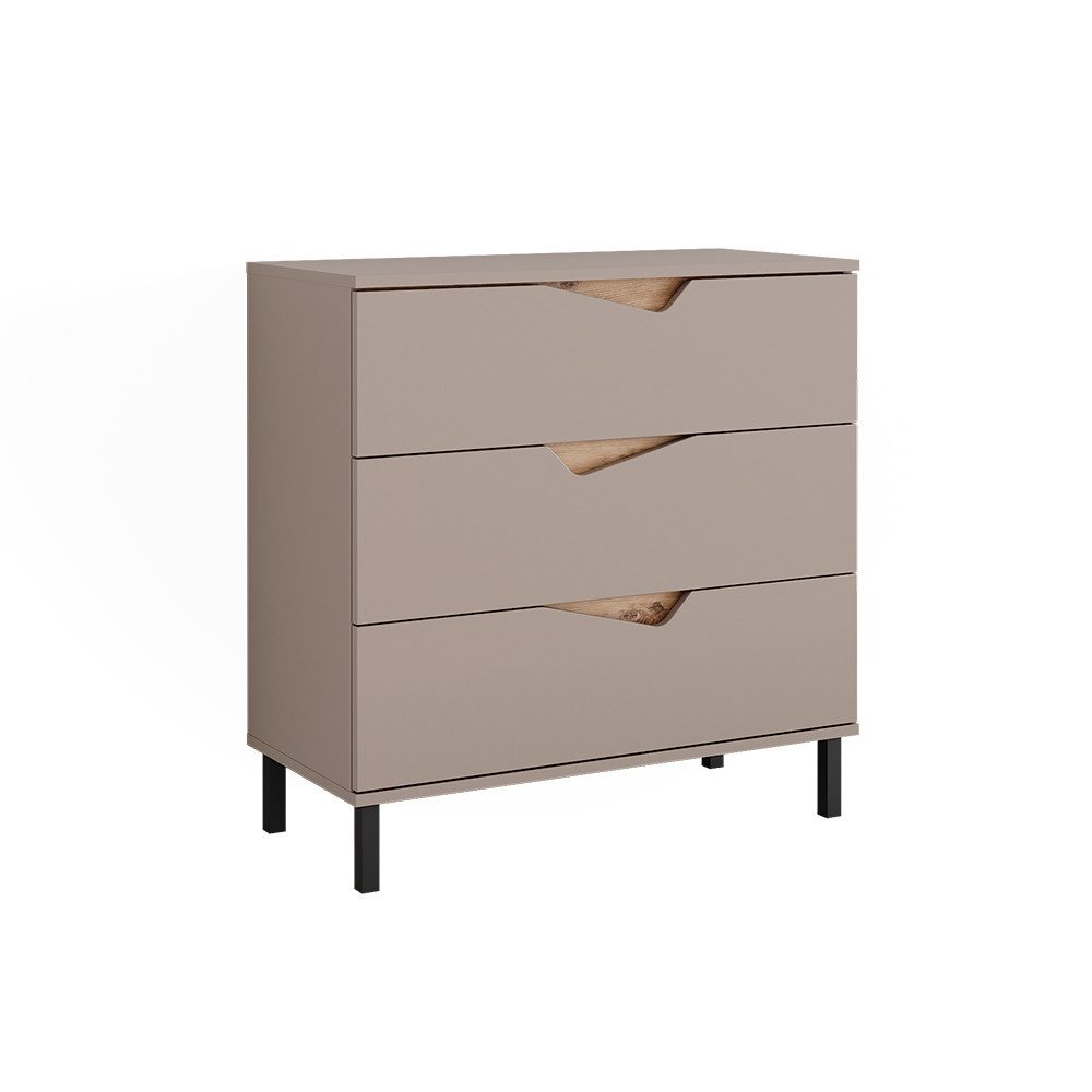 Vicco Kommode Marelle, Greige/Artisan/Artisan, 80 x 81.2 cm mit 3 Schubladen (1 St)