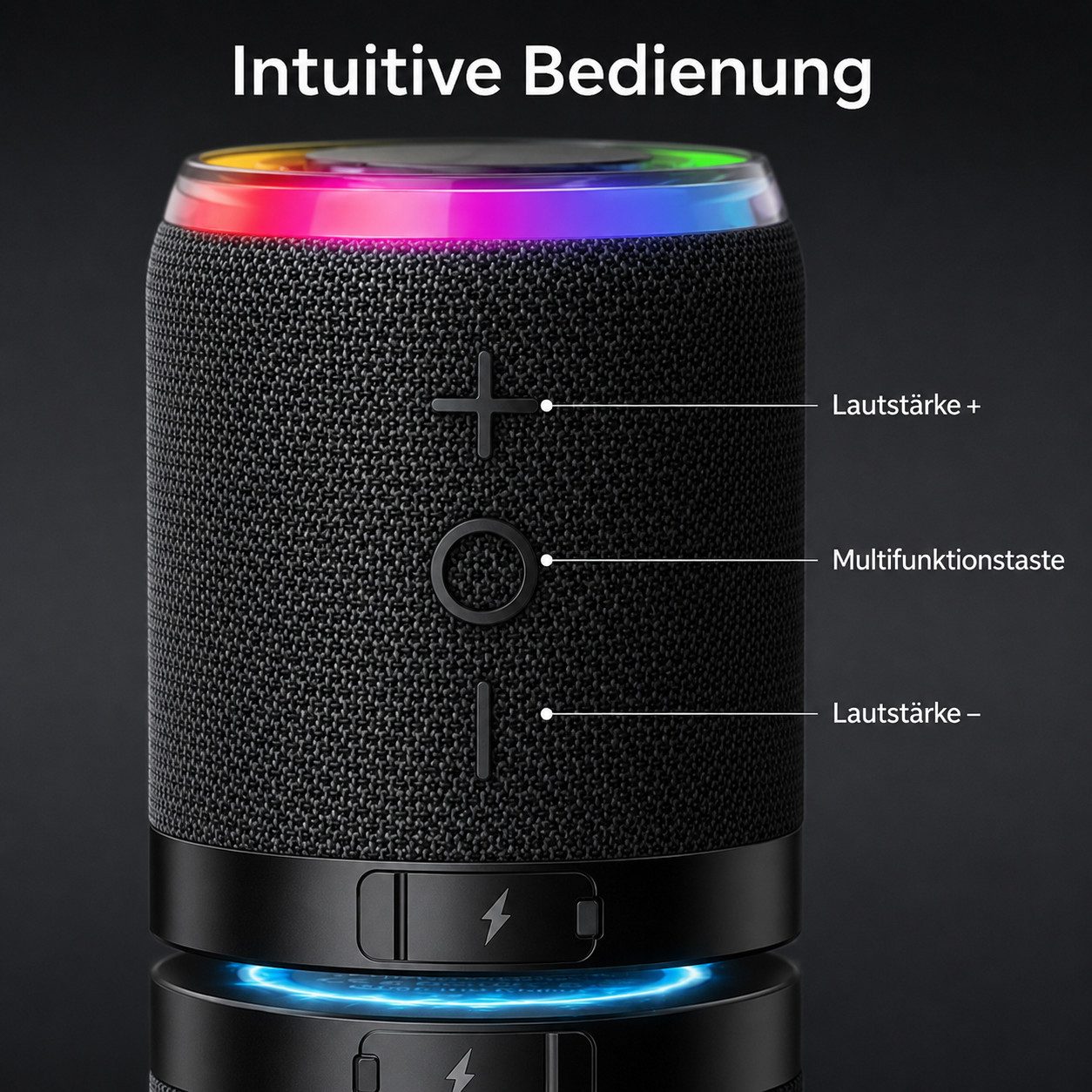 ibettertec 2-in-1 Magnetisch mit Lichteffekten Stereo 360° Surround-Sound Bluetooth-Lautsprecher 2 (Bluetooth 5.4, IPX6 Wasserdicht Magnetisch haftend Trennbar  – Bild 5 von 5