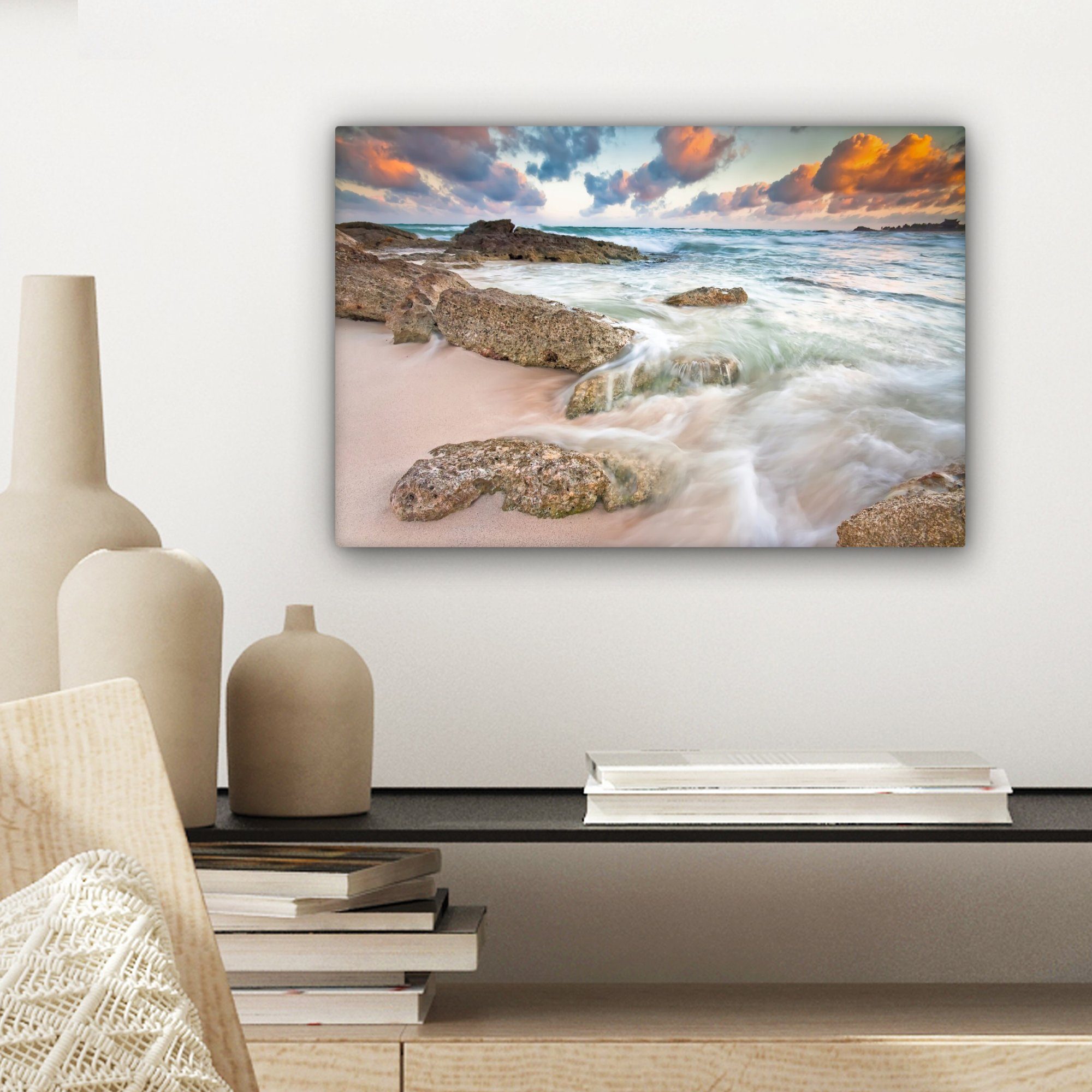 Tulum St), in cm Tropischer Aufhängefertig, von (1 Wanddeko, Mexiko, 30x20 Leinwandbilder, Strand OneMillionCanvasses® Leinwandbild Wandbild
