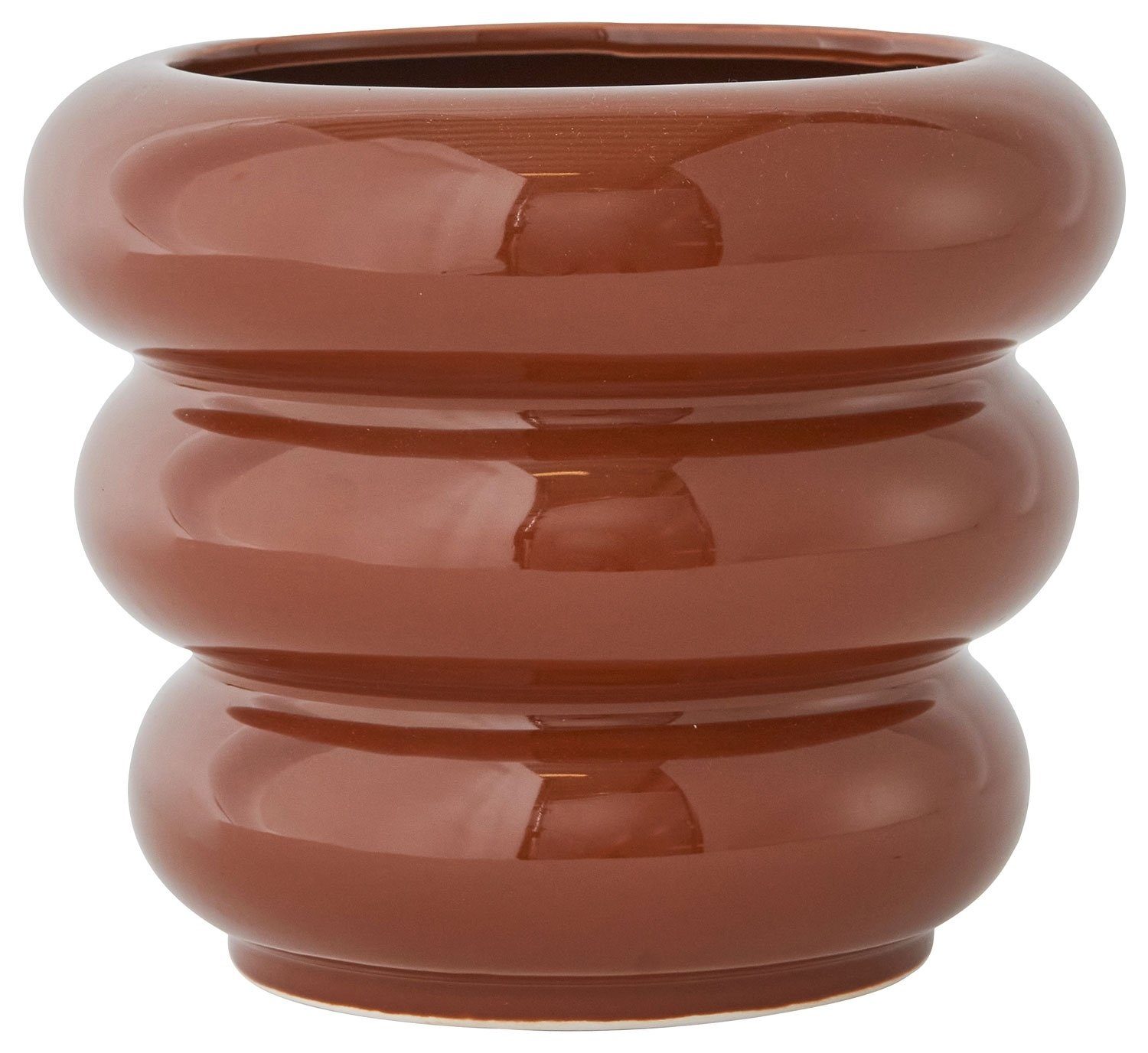 OYOY Übertopf Awa Höhe 16,5 cm Ø 19 cm Keramik karamell glänzend