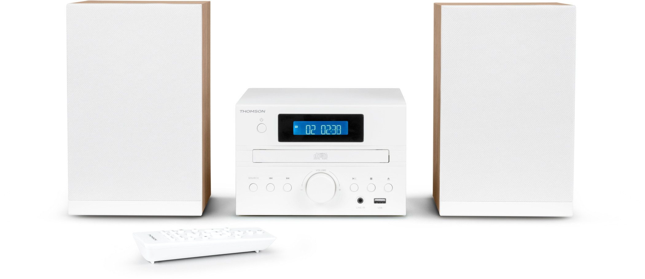 Thomson Bluetooth Kompaktanlage MIC121BT CD Player USB weiß Holz TH389081 Kompaktanlage