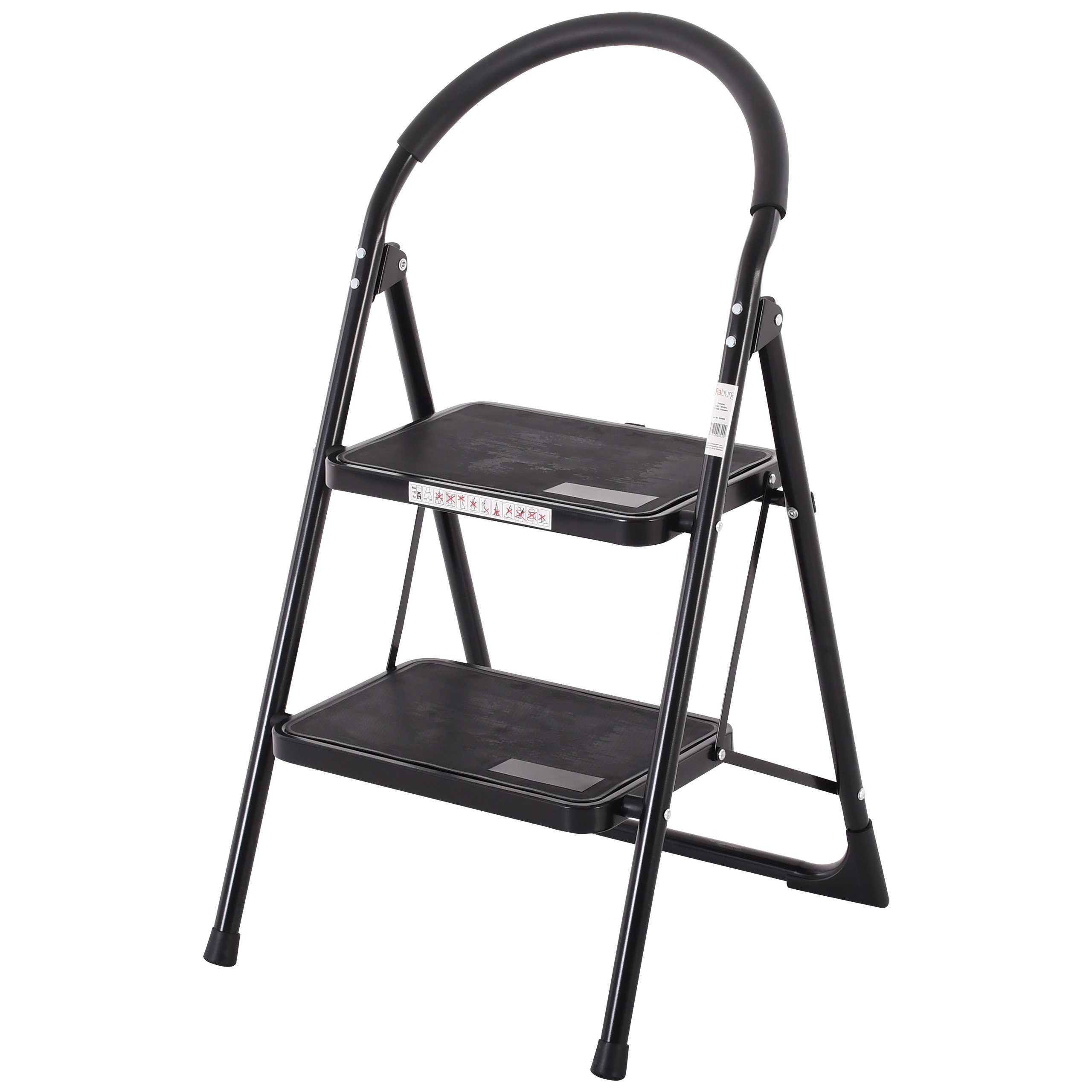 Raburg Trittleiter Praktische Universal-Leiter für Alltag, Stahl, klappbar, Tom, Lock-Klappsperre, rutschhemmende Oberfläche, Solid-Grip-Füße