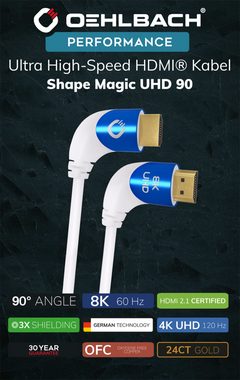 Oehlbach Shape Magic UHD 90 Ultra-High-Speed HDMI® Kabel mit 90° Stecker HDMI-Kabel, HDMI, HDMI (100 cm)