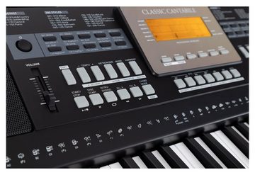 Classic Cantabile Home Keyboard CPK-403 - Arranger-Keyboard mit 61 anschlagdynamischen Tasten, (Deluxe-Set, 5 tlg., inkl. Ständer, Bank, Tasche, Kopfhörer und Schule), 618 Klänge, USB, DSP-Klangprozessor und Begleitautomatik