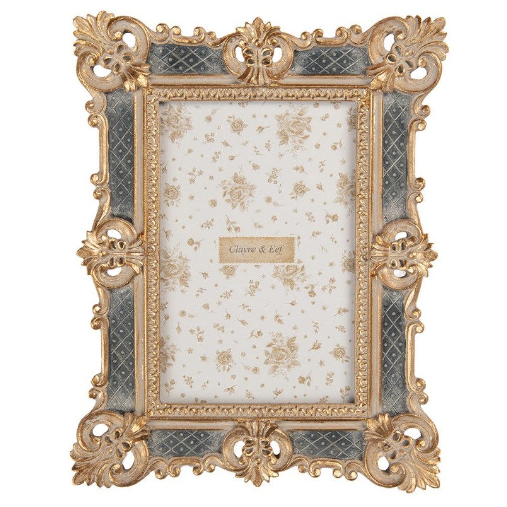 Clayre & Eef Bilderrahmen Bilderrahmen barock in gold-grau vintage 10 x 15 günstig online kaufen
