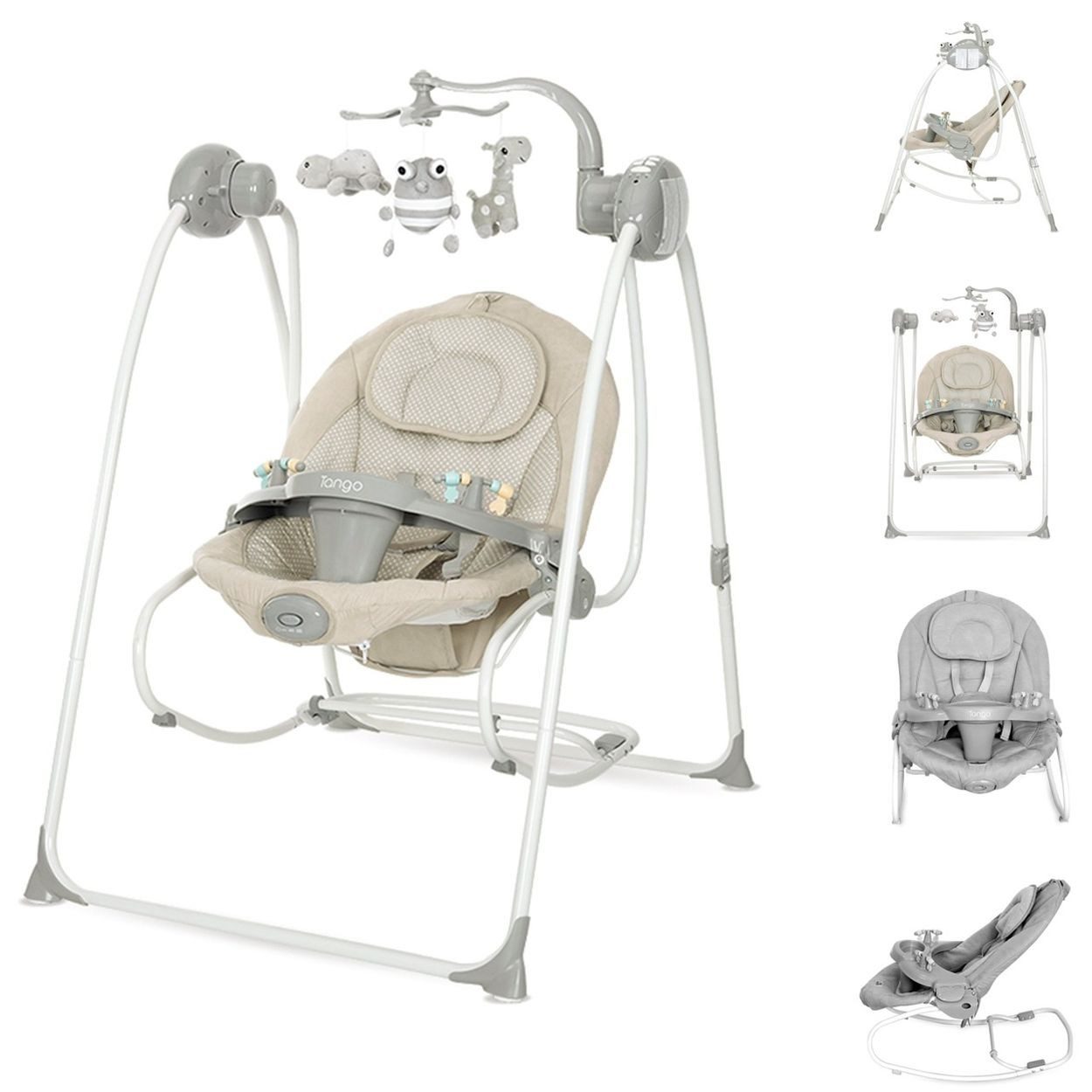 LORELLI Babywippe Tango 2 in 1, MP3-Funktion, Fernbedienung, Mobile, 5-Punkt-Gurt, Vibration
