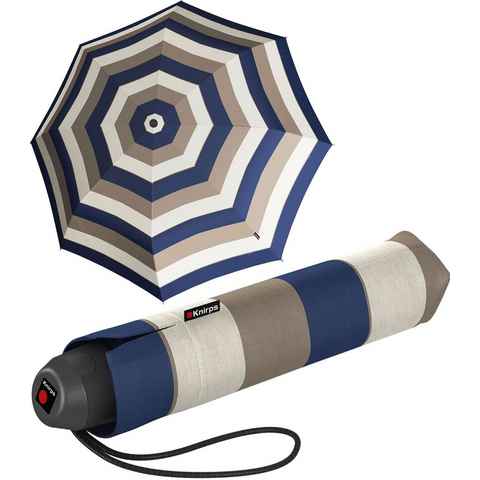 Knirps® Taschenregenschirm E.051 Stripe red, leichter Handöffner Damen-Schirm, der kleine Taschenschirm für den Alltag