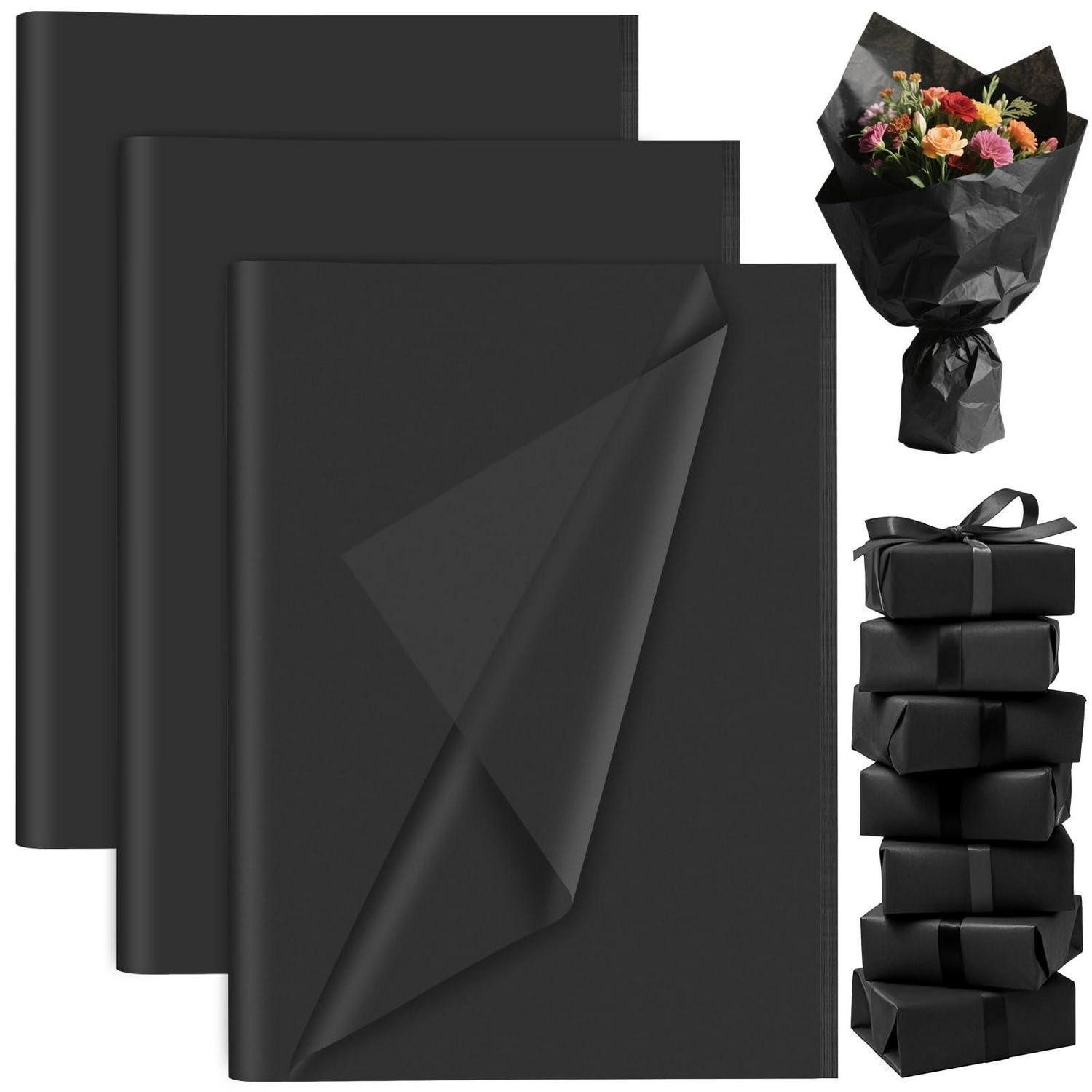 LuxusKollektion Seidenpapier Seidenpapier 60 Blatt Schwarz 35x50cm