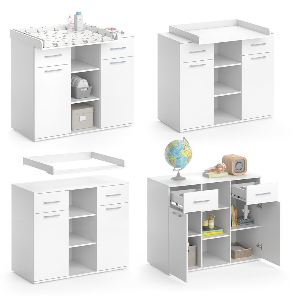 Vicco wrap chest of drawers Leonie, white, 113 x 100 cm