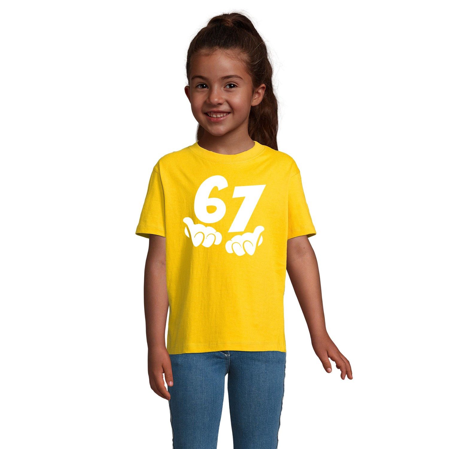 Blondie & Brownie T-Shirt 67 Meme Kinder Tee Lustiger Spruch Print Schule Fun ESports Style (Einzelstück, Einzelartikel) 67 Meme Kinder Tee Spaßshirt Klassik