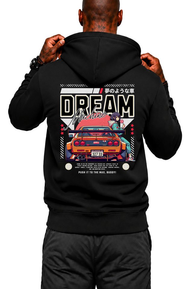 Banco Hoodie Herren Kapuzenpullover Pullover Pulli Sportwagen -Dream Machine mit Kapuze, zwei Eingriffstaschen und Sportwagen Anime Rückenprint