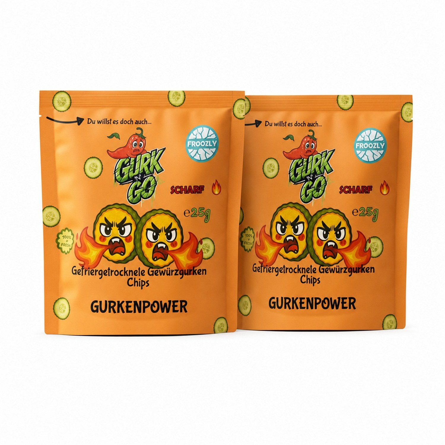 Knabberei, 2 x 25 g, Gurk’n Go Chips – Hot