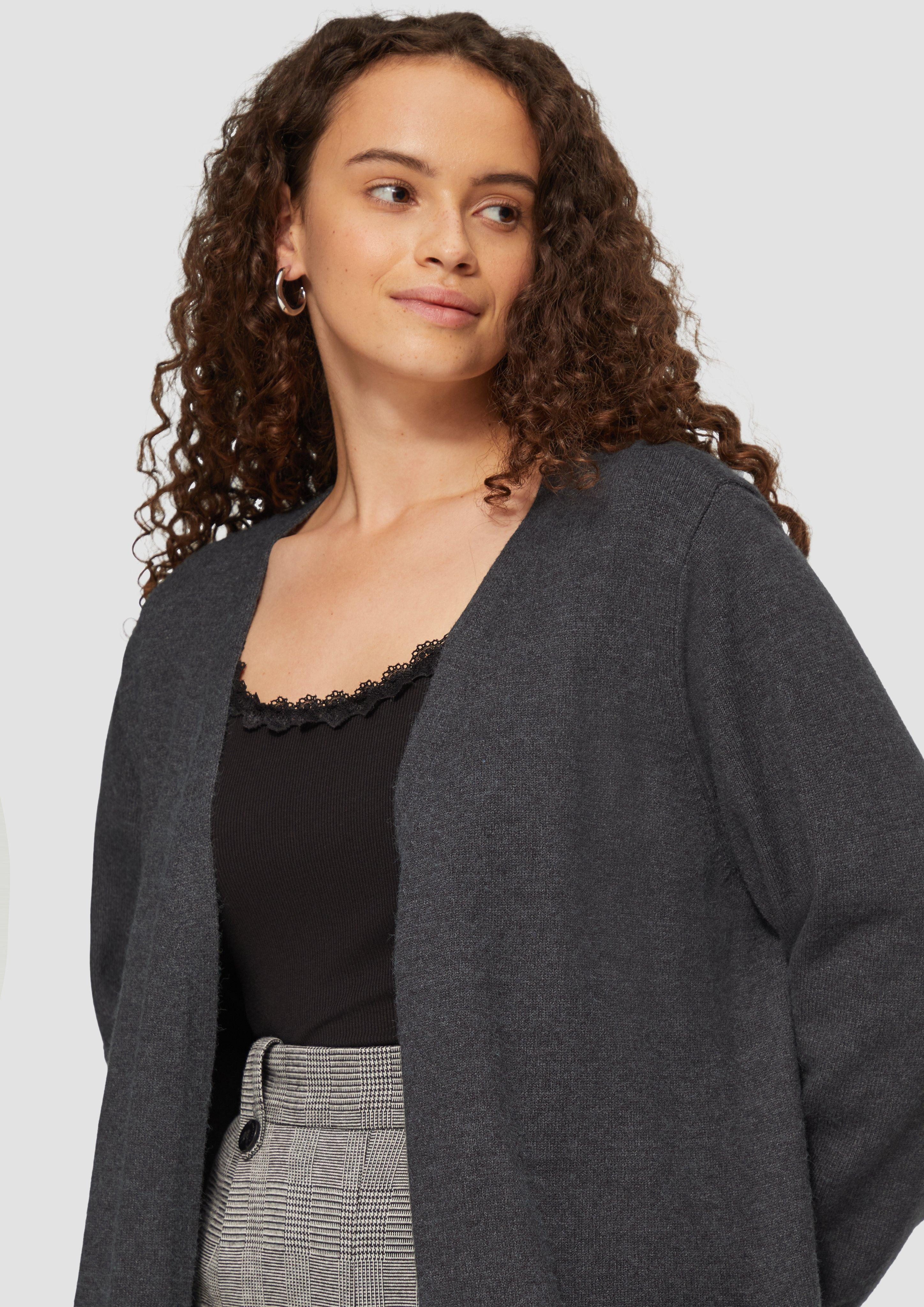 QS Strickjacke Lange Strickjacke aus Viskosemix günstig online kaufen