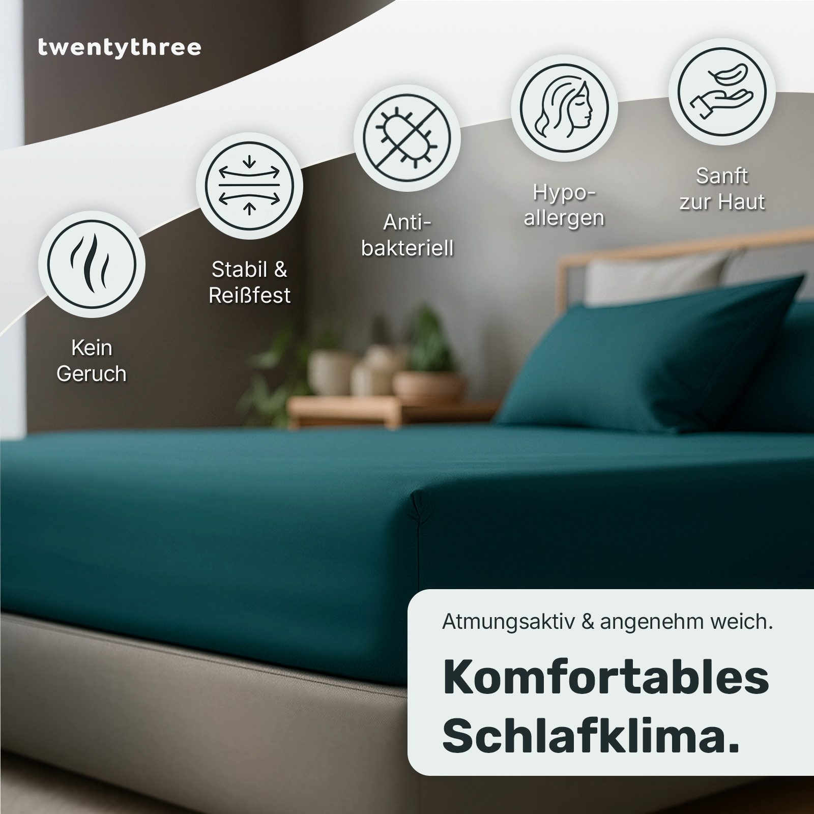 twenty:three® Bettlaken Lyocell Spannbettlaken Juice Petrol, Lyocell, Atmun günstig online kaufen