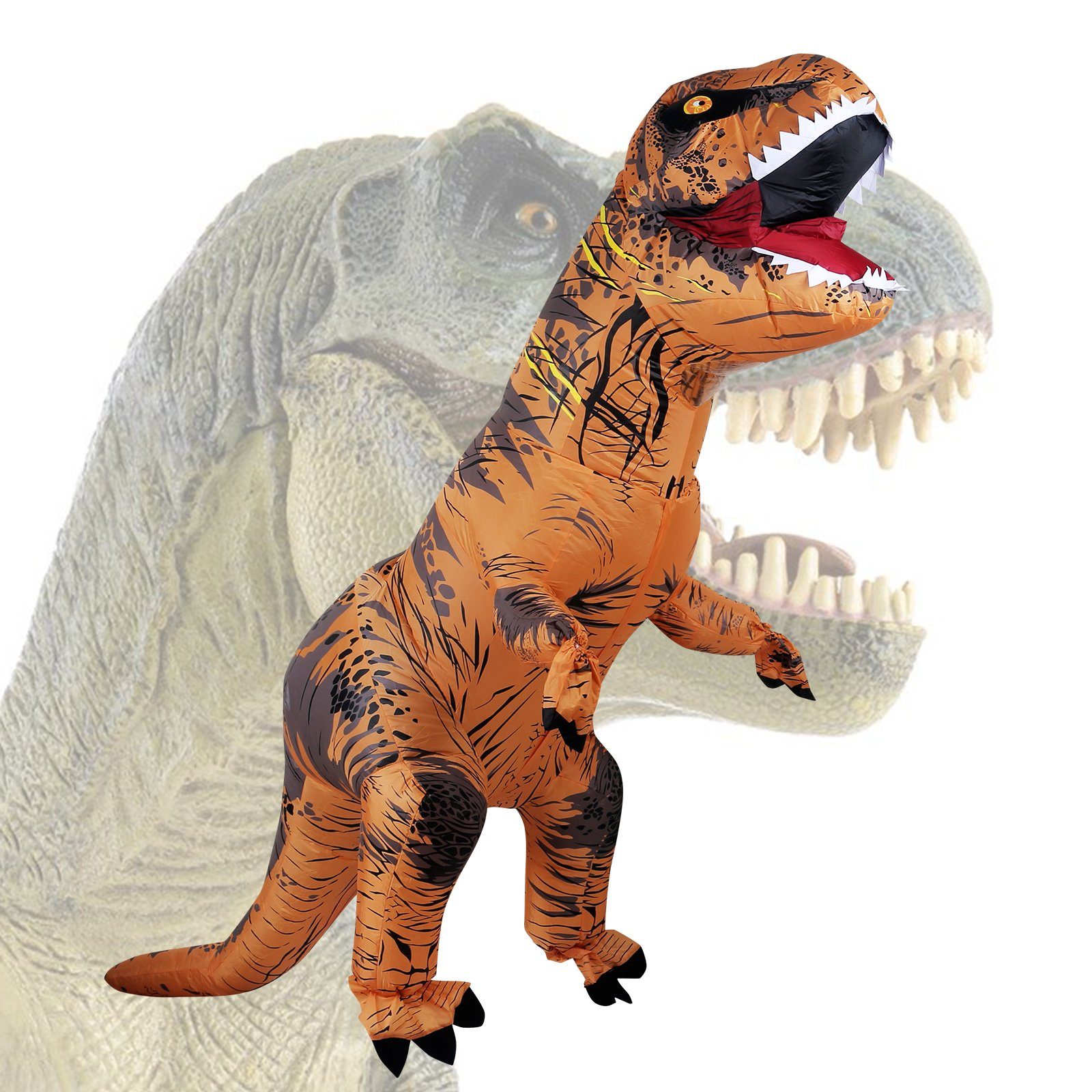 Clanmacy Kostüm Aufblasbares Kostüm Dino kostüm Tyrannosaurus Dinosaurier T- Rex Karneval Kostüm