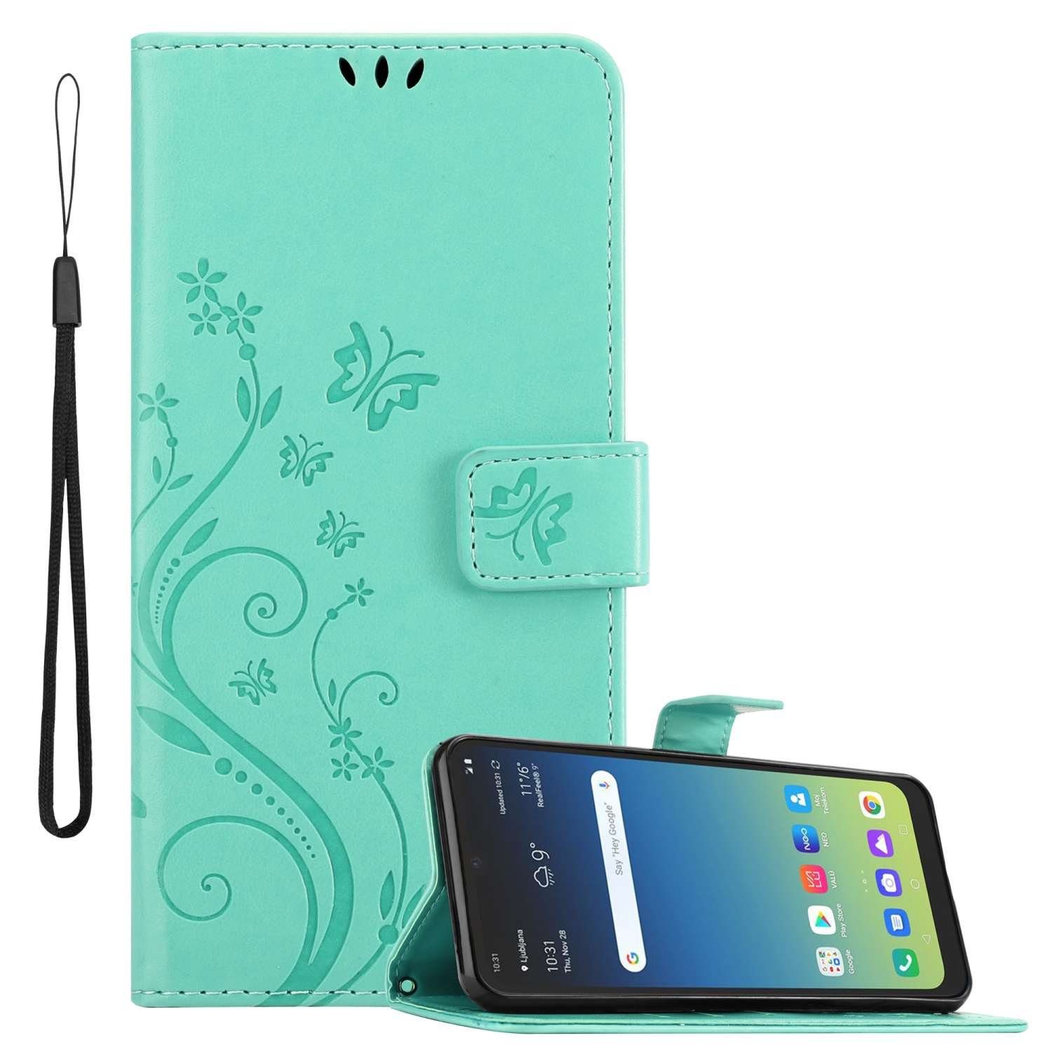Cadorabo Handyhülle für LG K40S Hülle LG K40S, Hülle Schutzhülle Blumen Flower mit Standfunktion Kartenfach Magnet