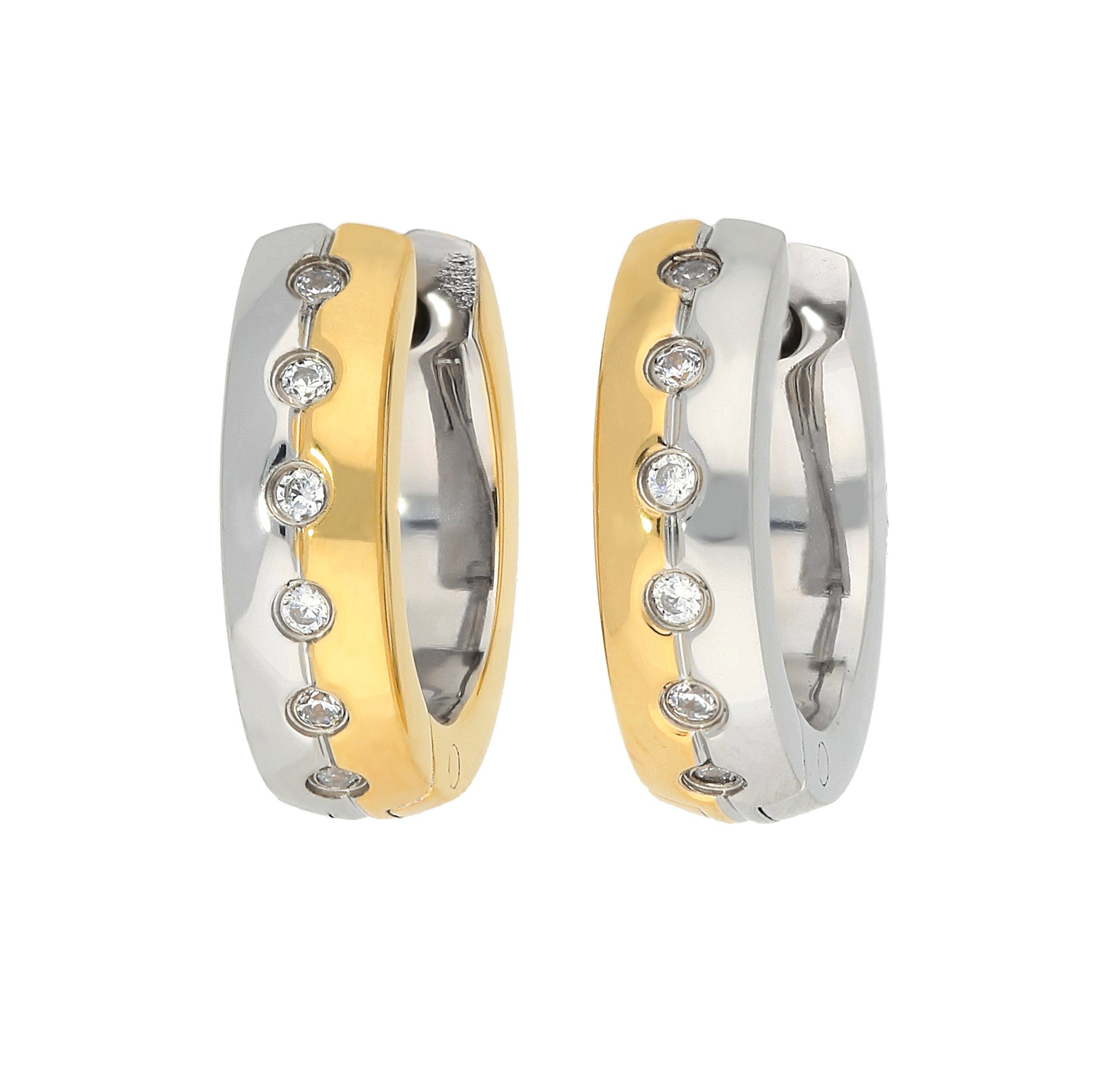 TITANIA Paar Creolen Titancreolen, bicolor mit Zirkonia